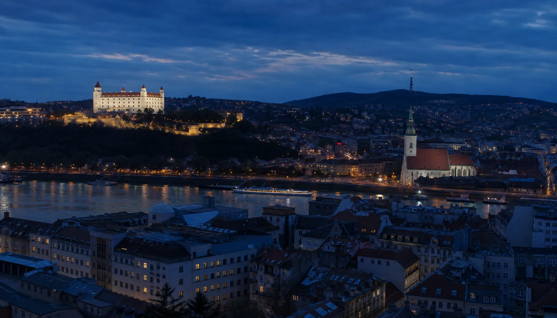 Evening panorama of Bratislava — page background