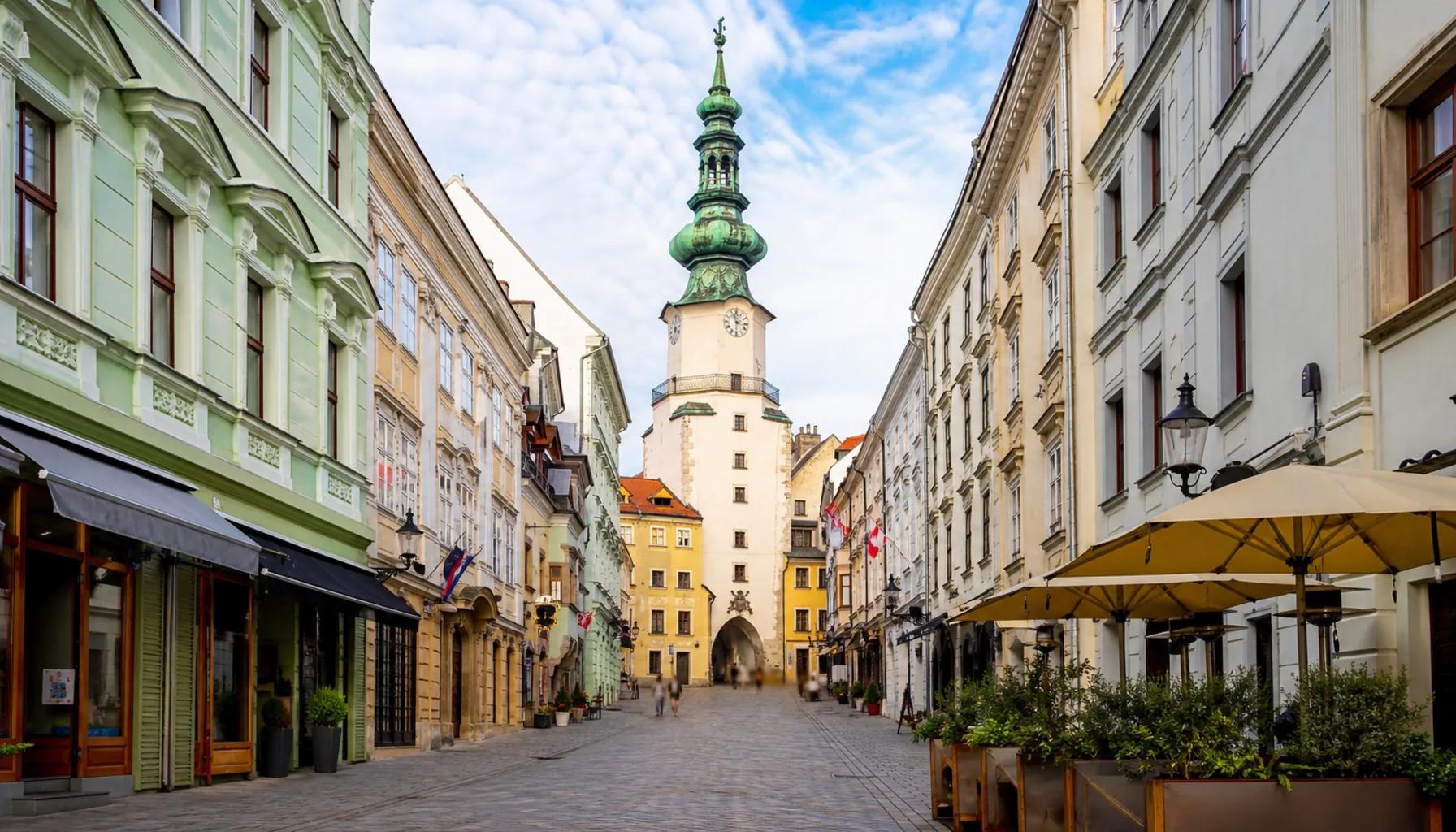 Michael's Gate and its copper onion dome, the last survivor of the medieval town walls
