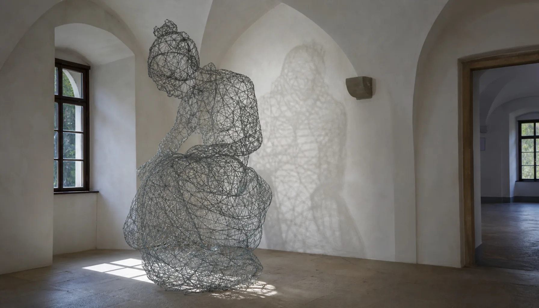 Where the trade became an art — a sculpture built entirely of bent and bound wire