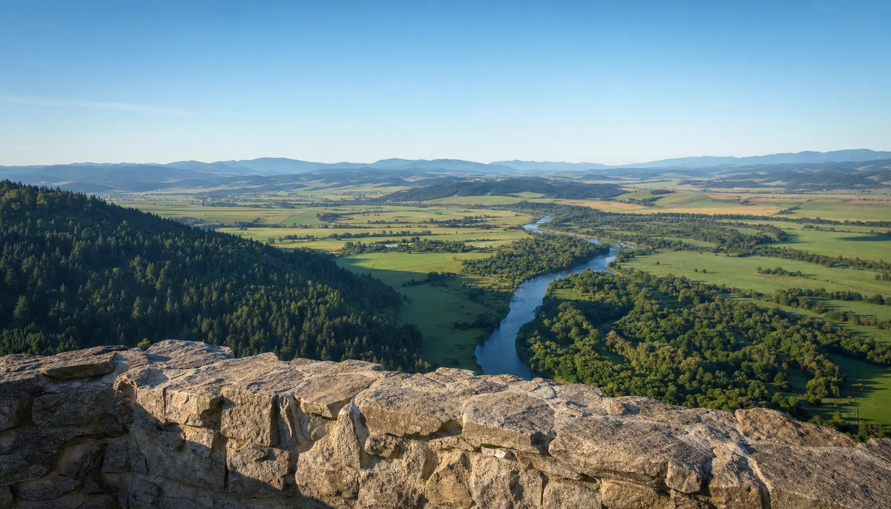 The view north from the ramparts, down the Poprad valley toward the Polish border