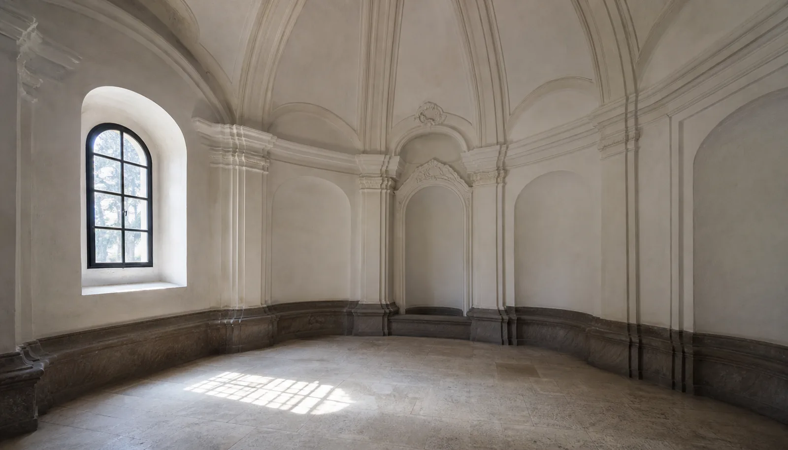 The baroque chapel built into the mansion, beneath its slender turret