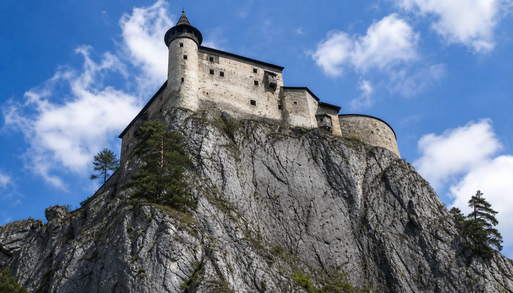 The citadel from below — the oldest core of the castle, standing on the bare summit rock