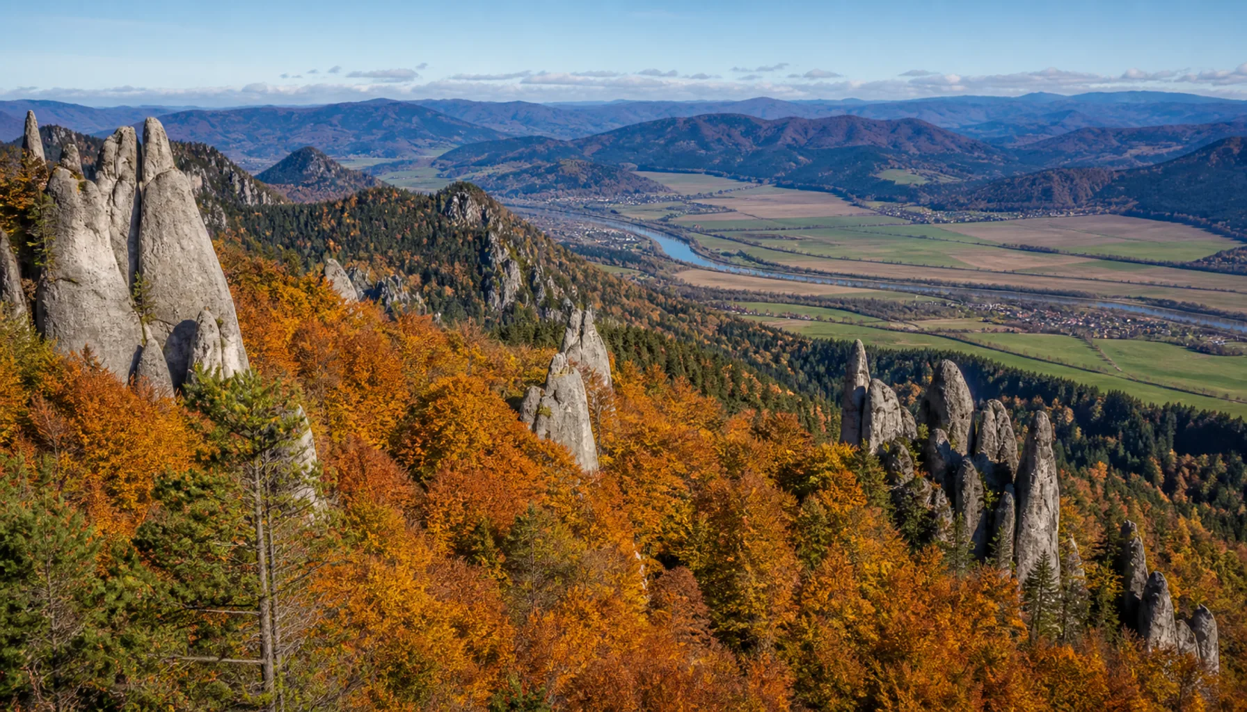 The reserve in autumn colour, seen from the viewpoint on the circuit