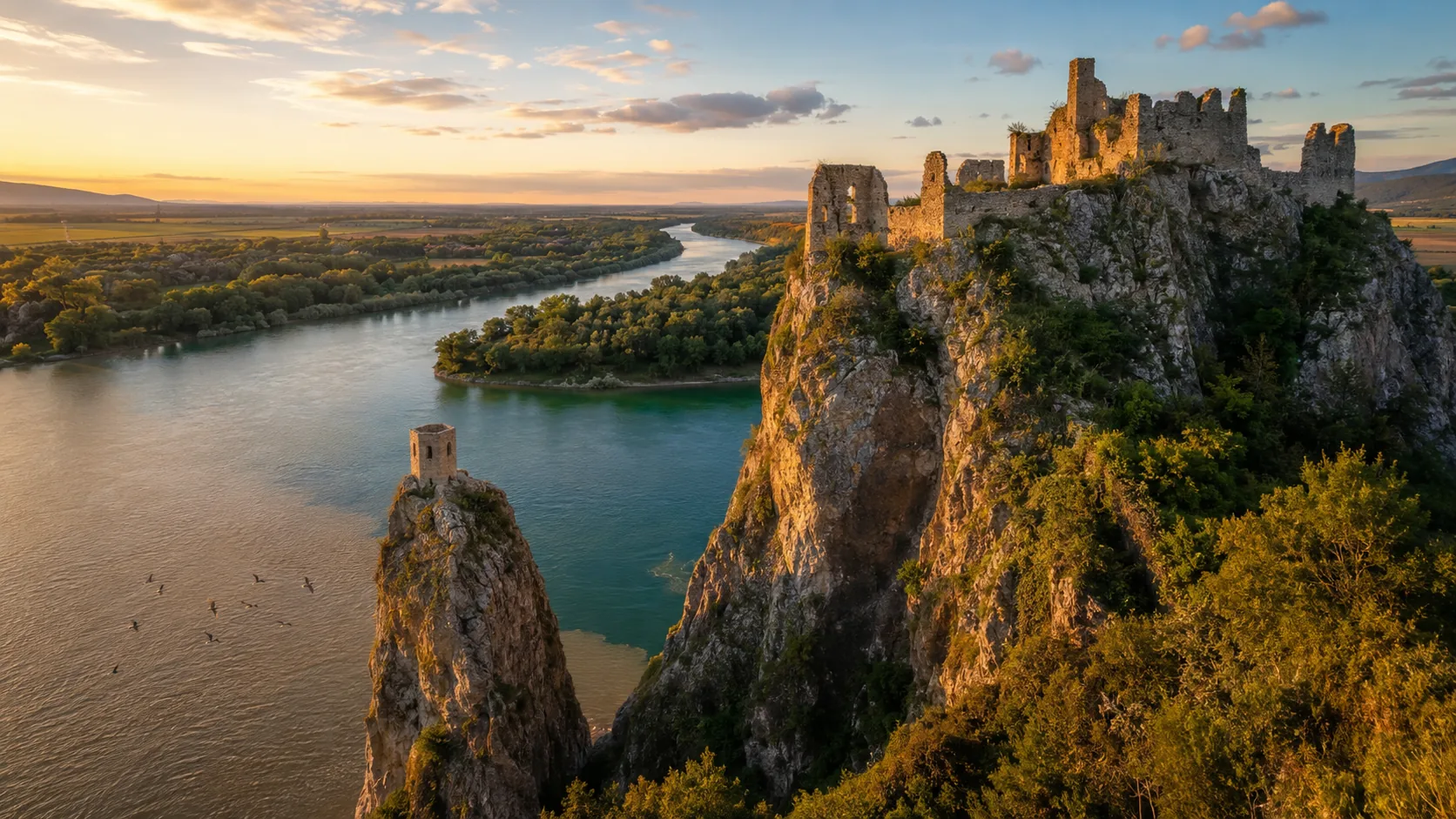 St. Emmeram's Cathedral and the castle walls of Nitra, with Zobor rising behind