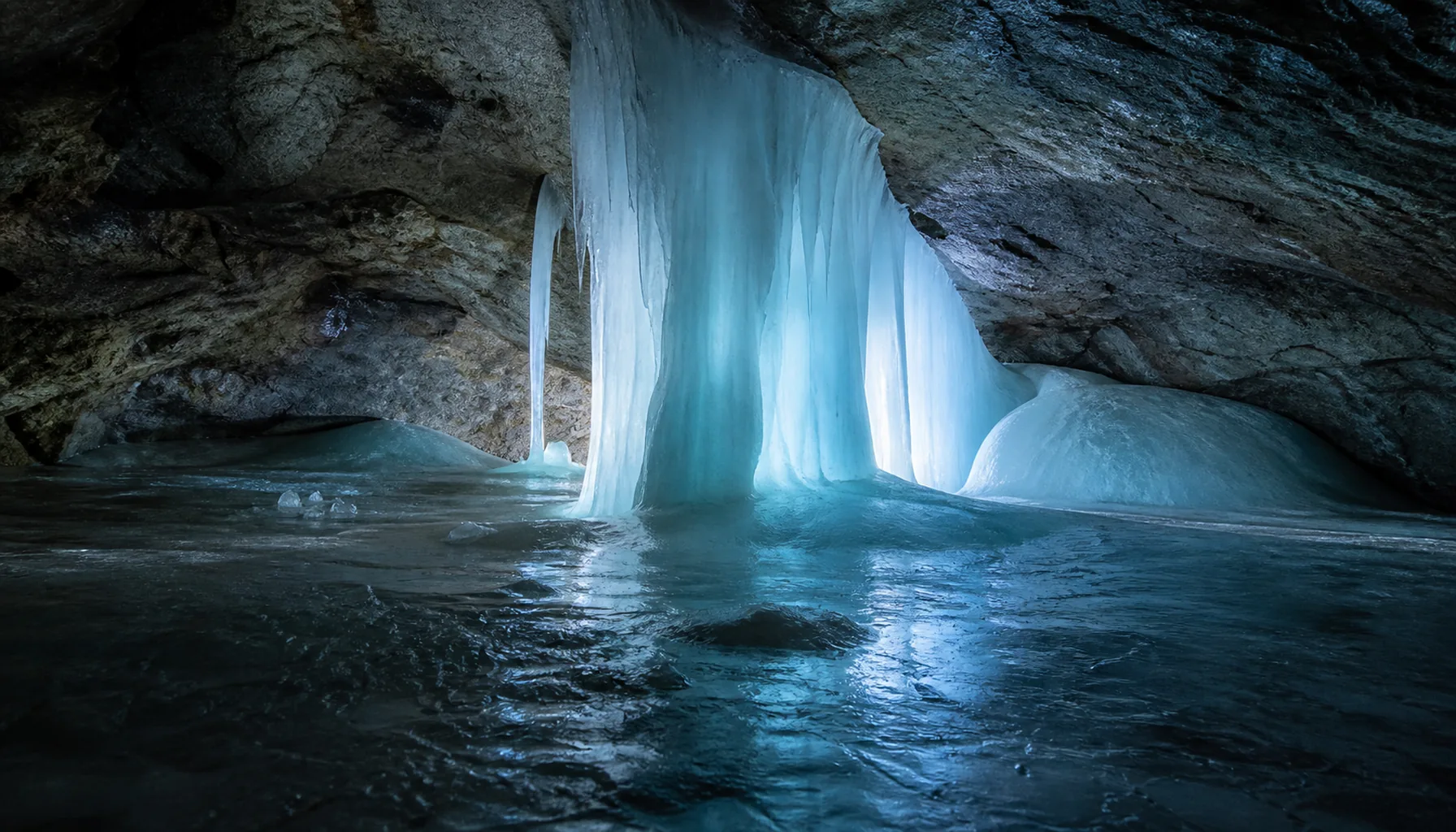 Permanent ice formations inside the Demänovská Ice Cave, in the valley below the Low Tatras