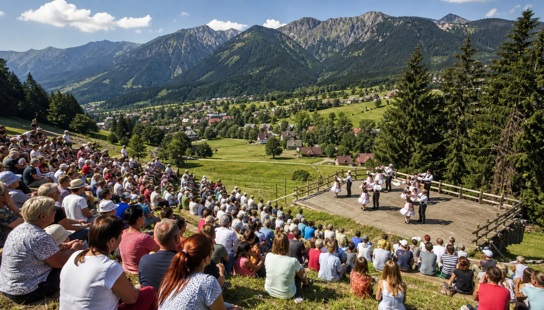 The natural amphitheatre below the Tatras, filled for an afternoon programme