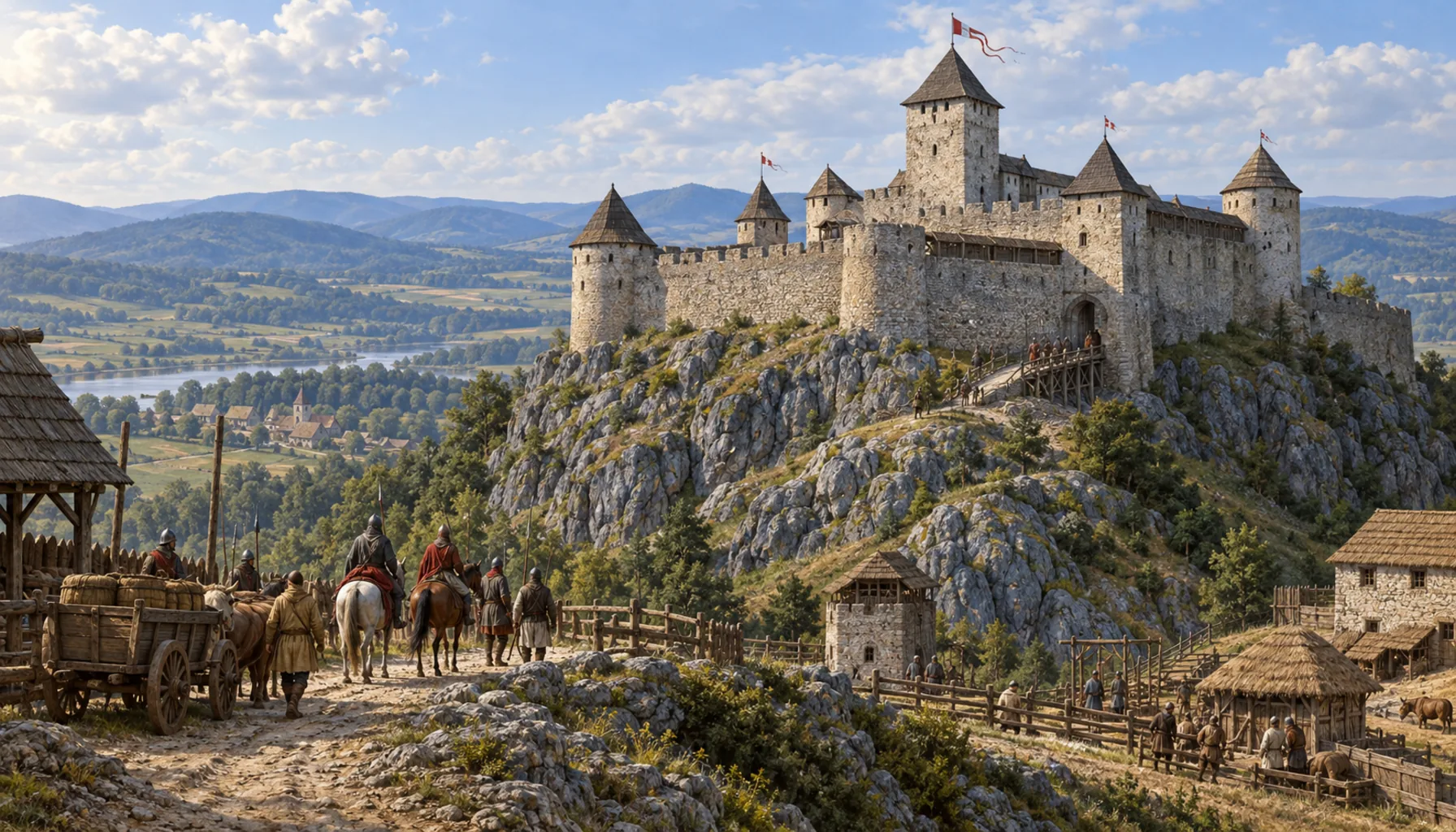 A stone castle on the blue rock