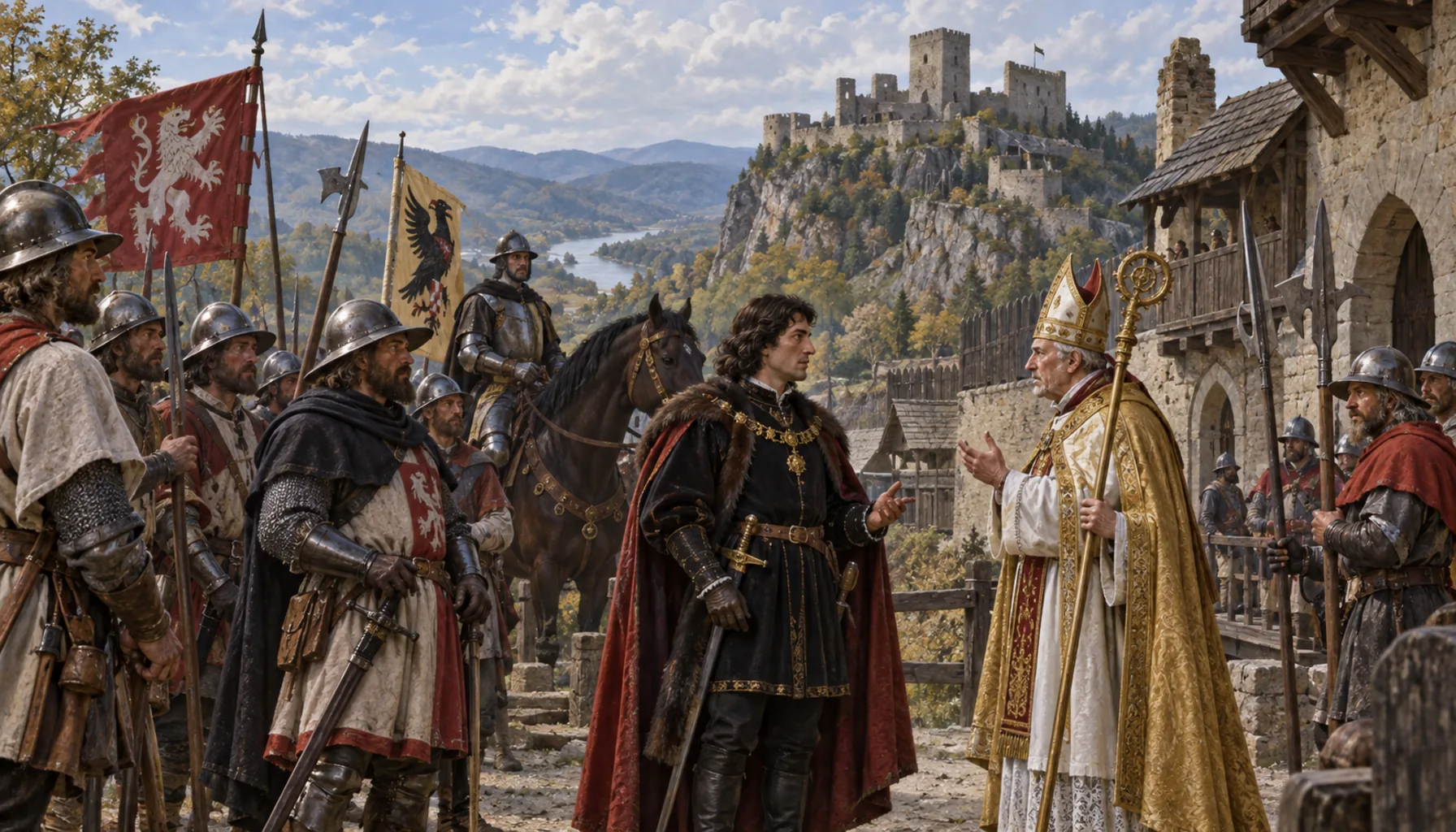 Jiskra's men, Corvinus, and a bishop