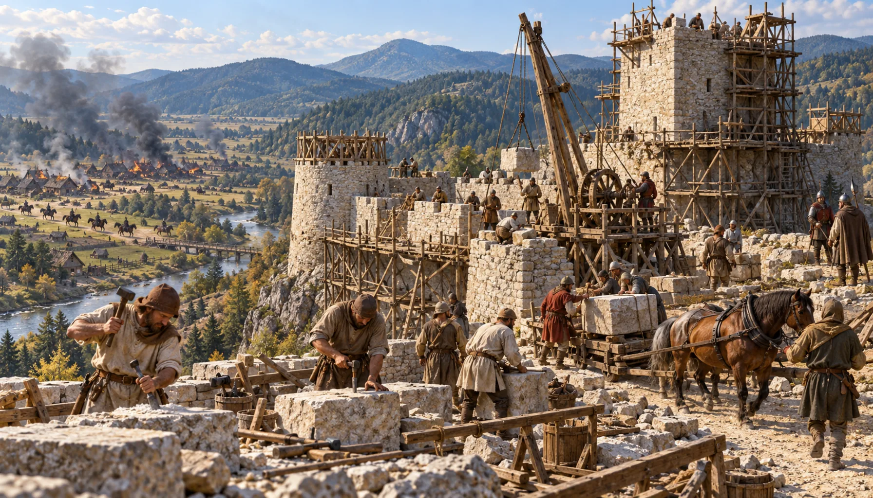 Built because of the Mongols, not destroyed by them
