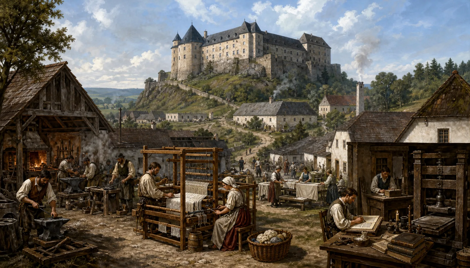 Guilds, a cloth works and the first Slovak books
