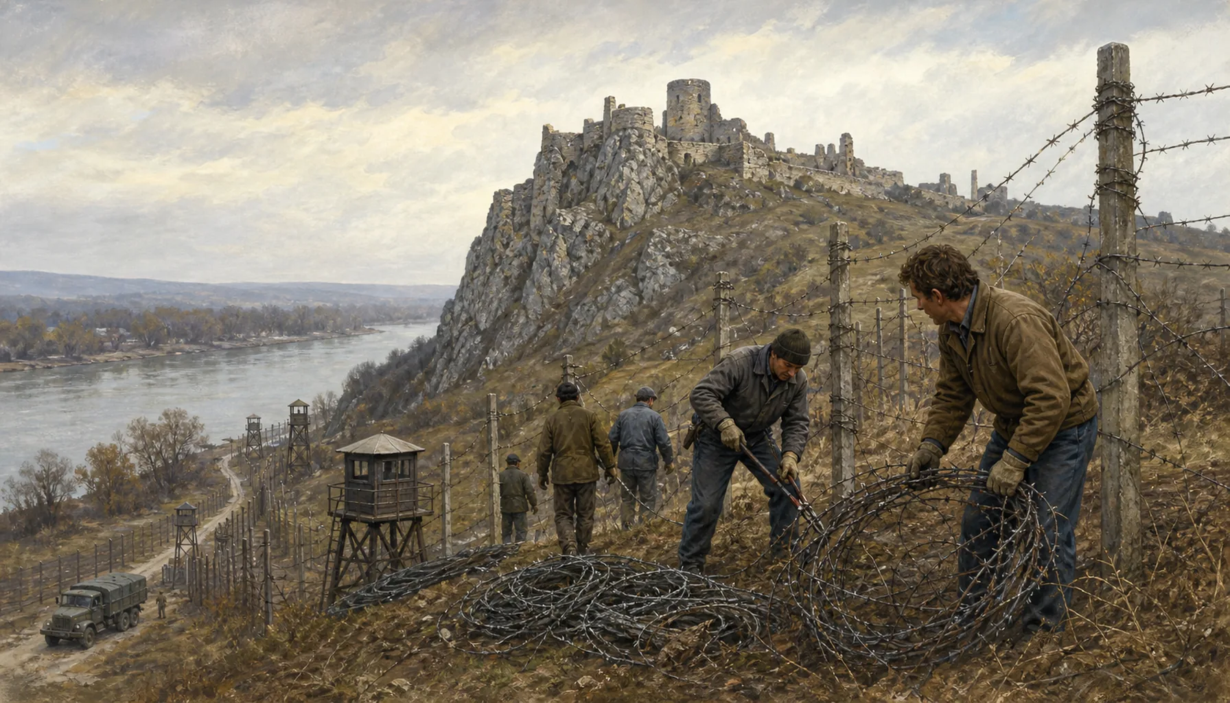 The wire comes down