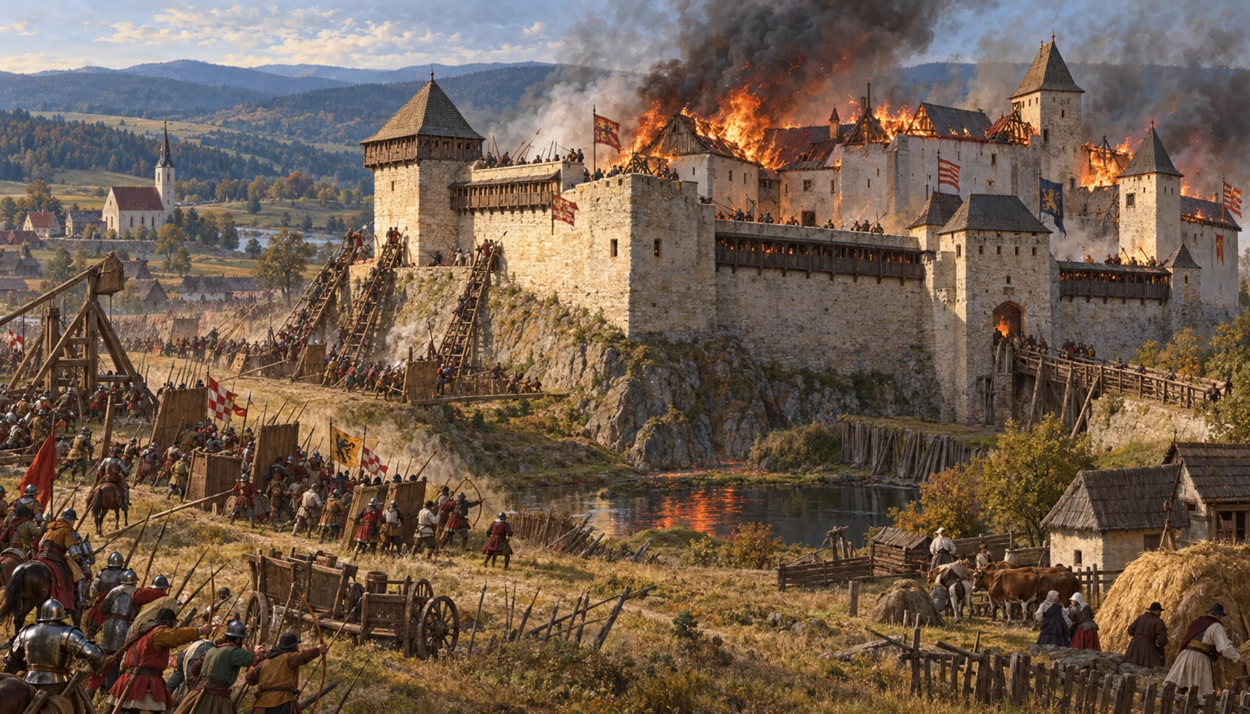 Fortified, and then burned by the neighbours