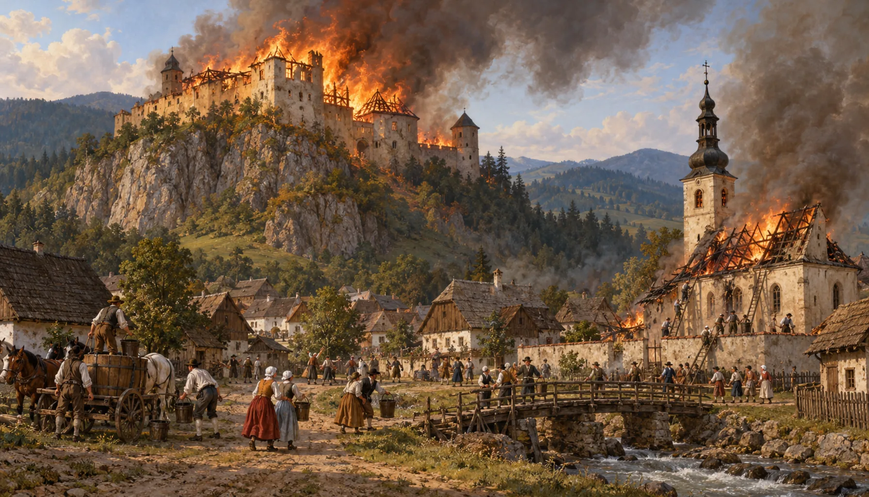 The castle burns