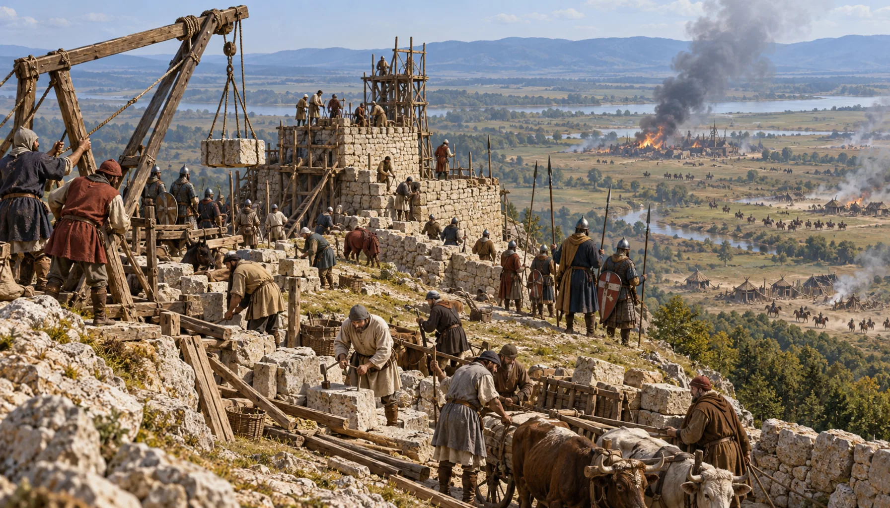 Built because of the Mongols, not destroyed by them