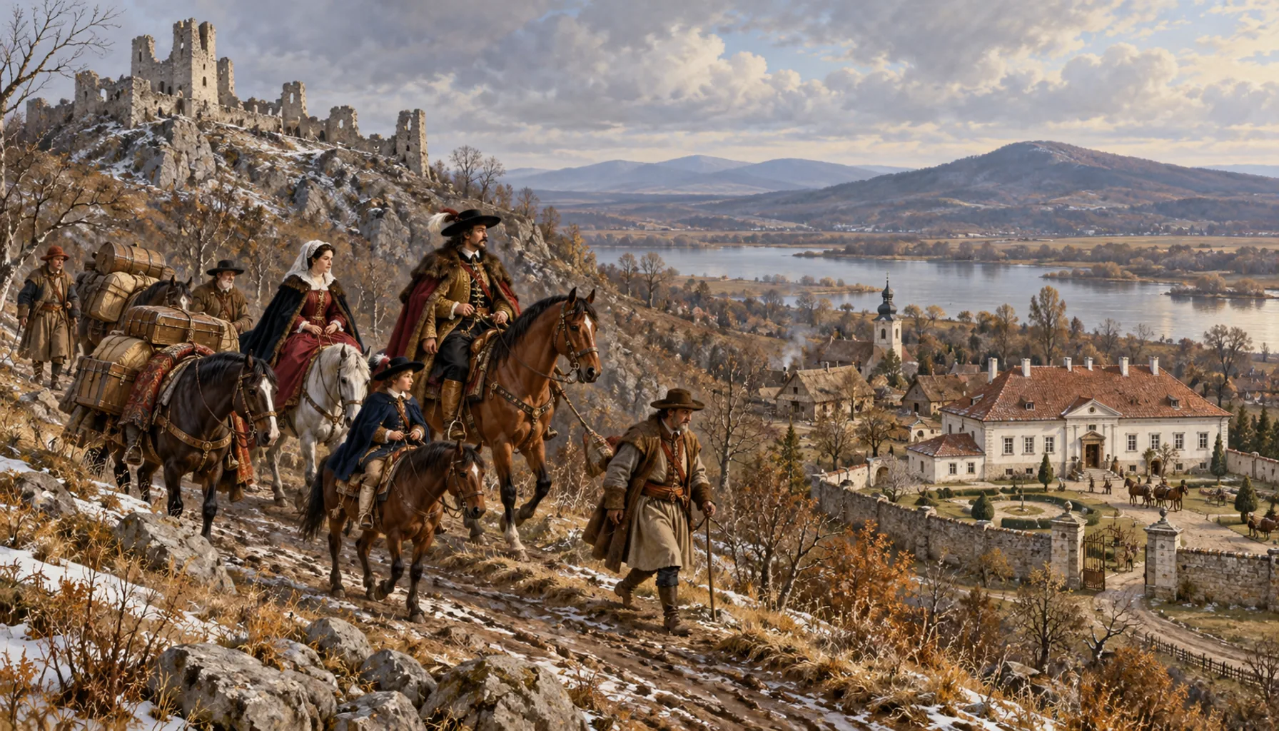 The family moves down the hill