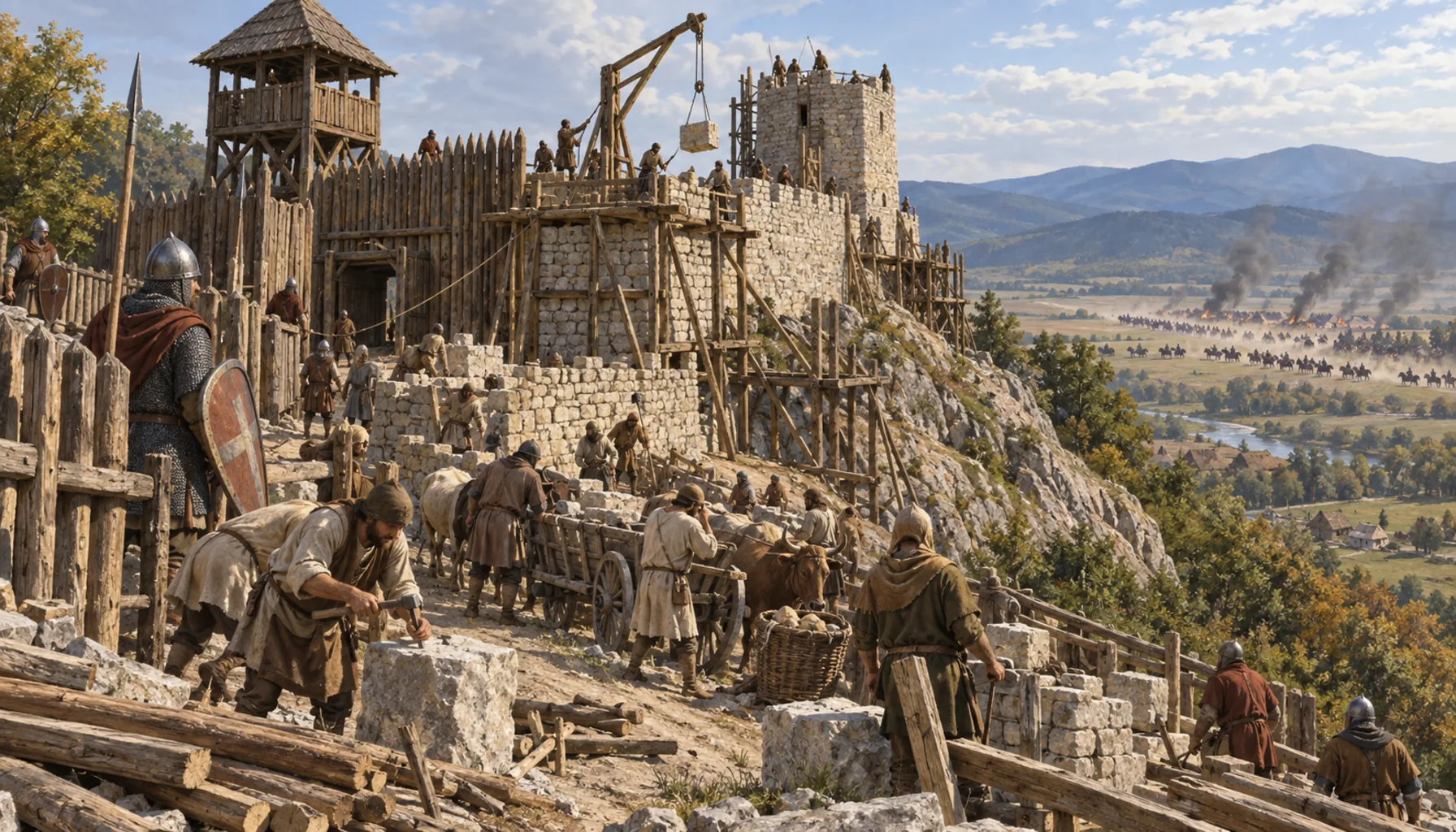 Built because of the Mongols, not destroyed by them