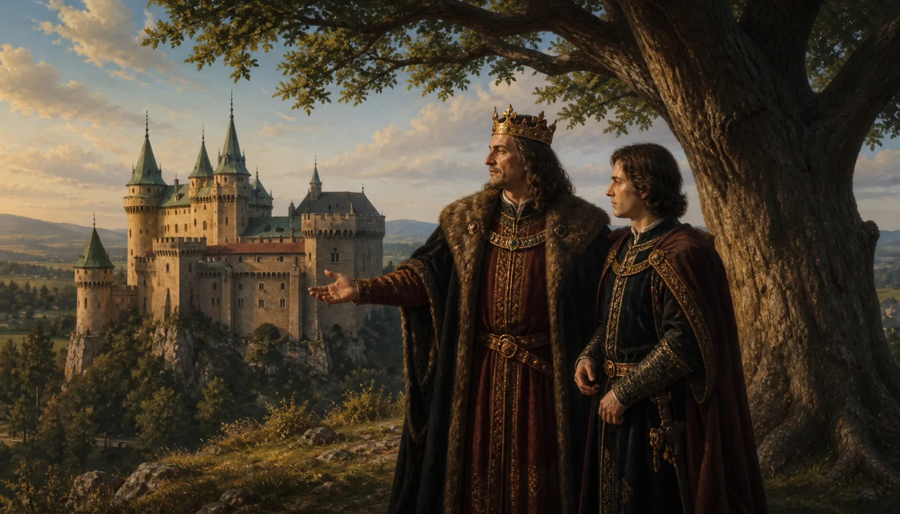 King Matthias, his son, and a tree