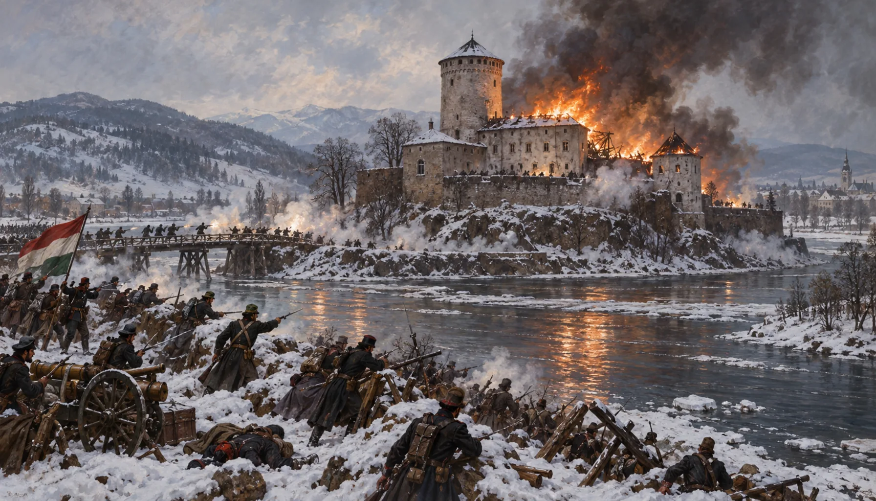 The battle at Budatín, and the fire