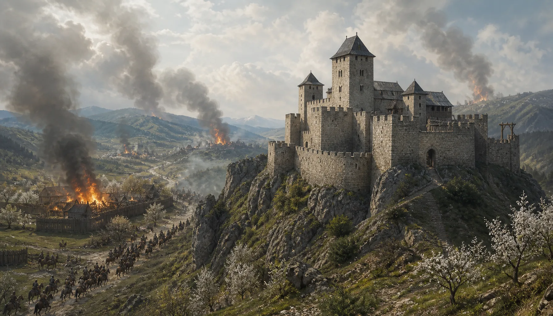 Built because of the Mongols, not destroyed by them