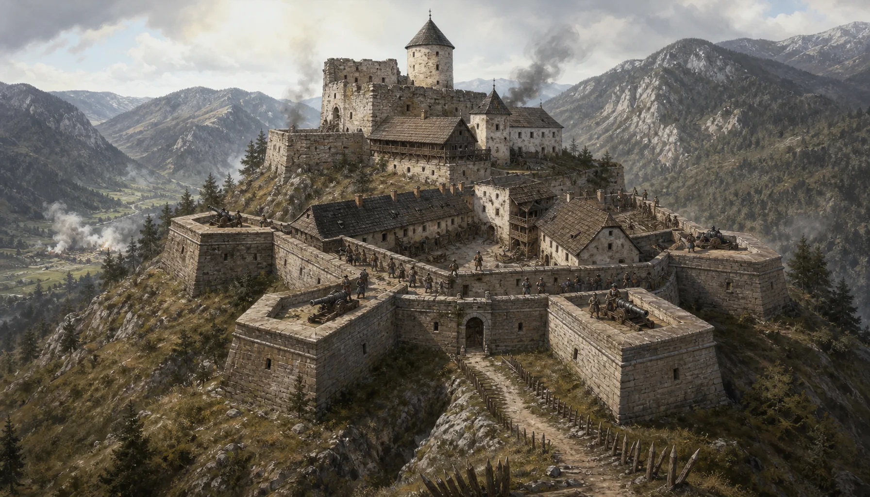 Rebuilt, besieged, turned into a barracks