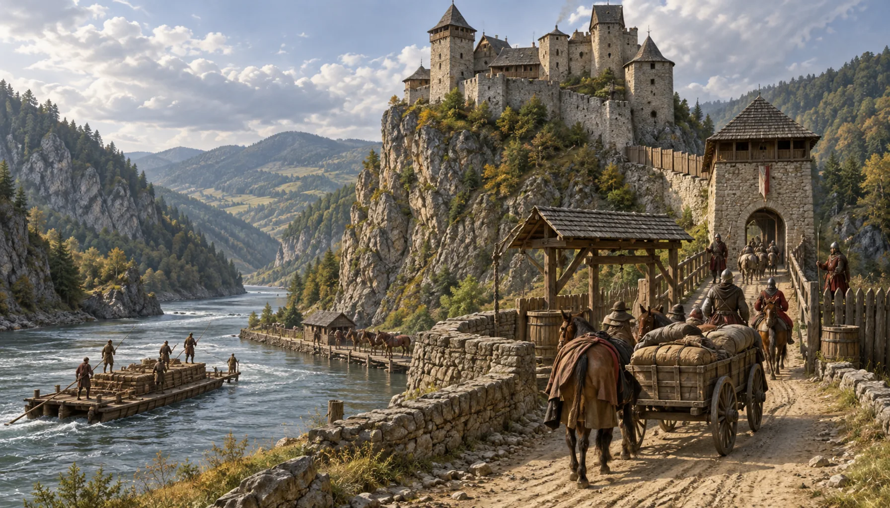 The castle appears in writing — and it is a toll gate