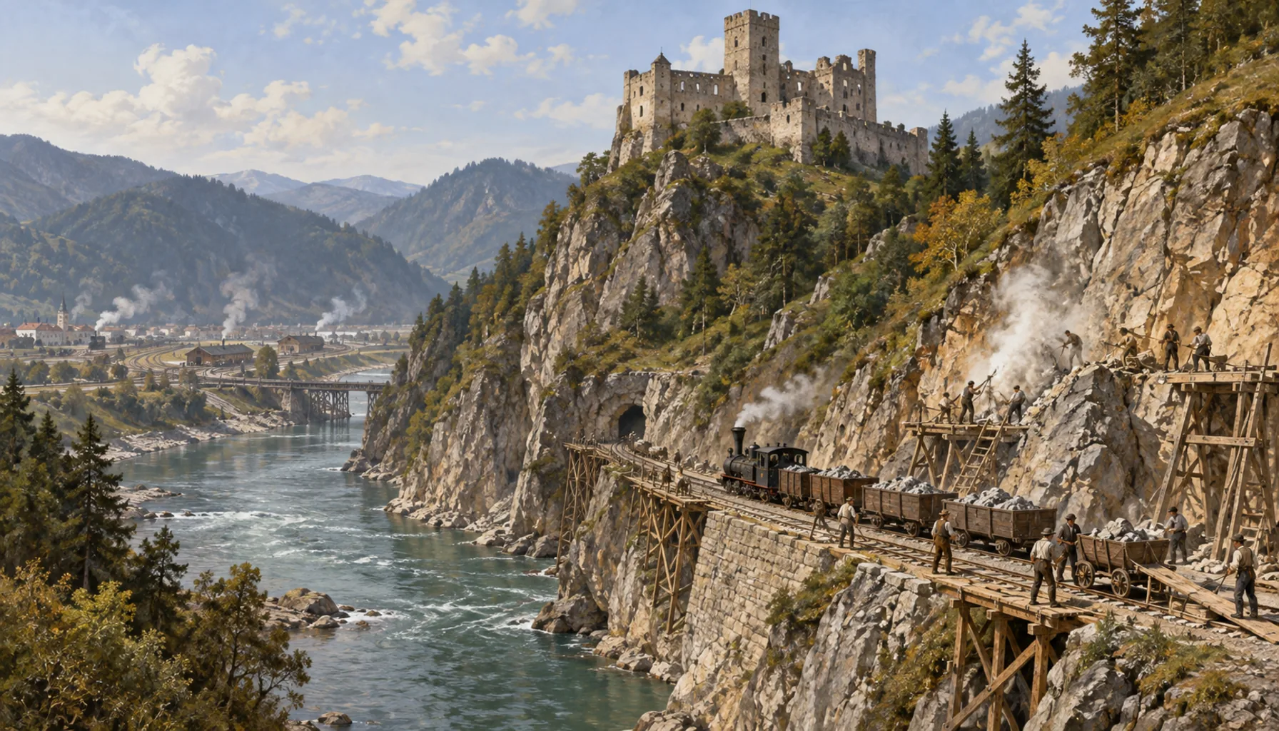 The railway takes the gorge