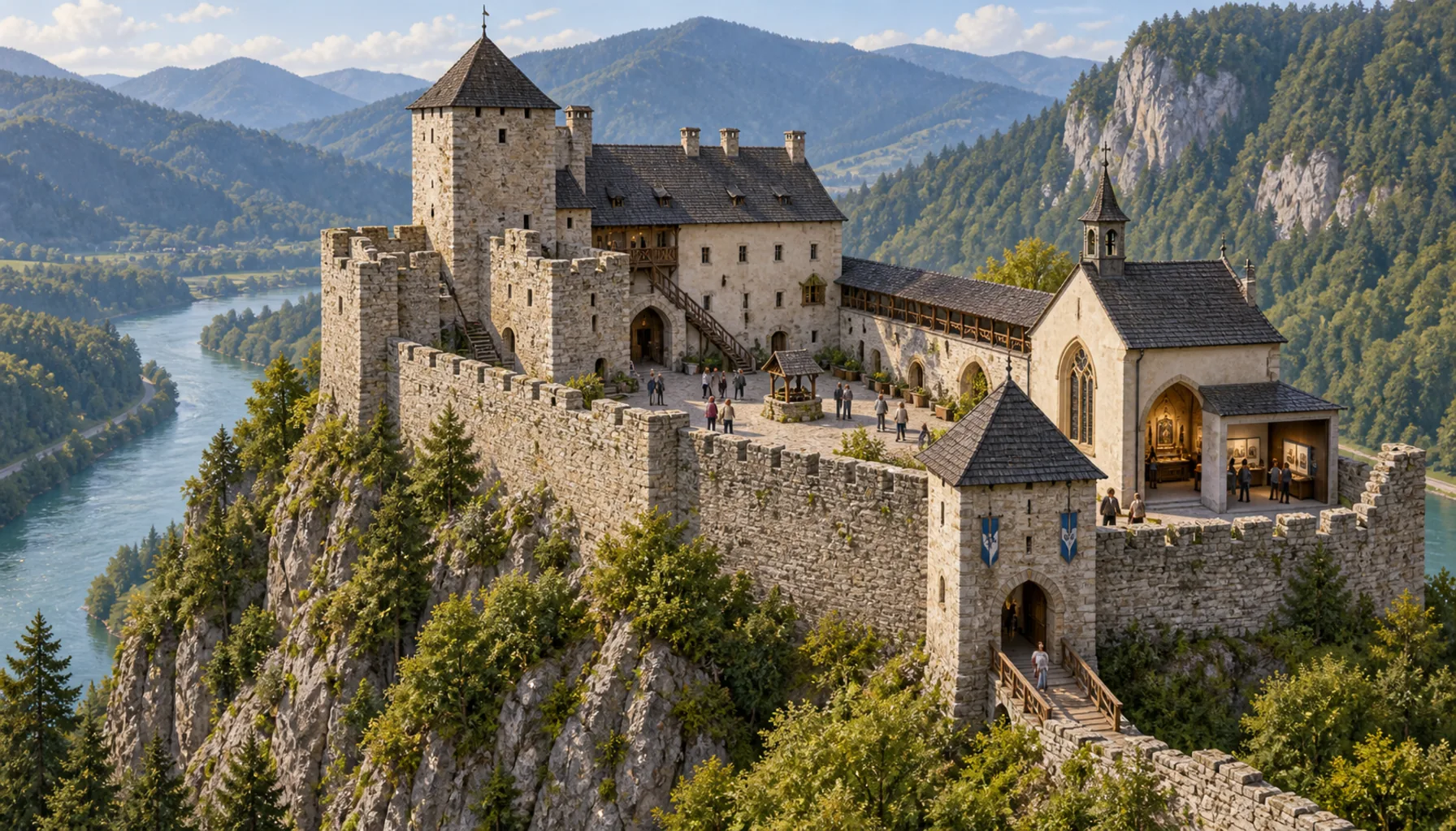 Open again — a rebuilt castle, not a preserved ruin