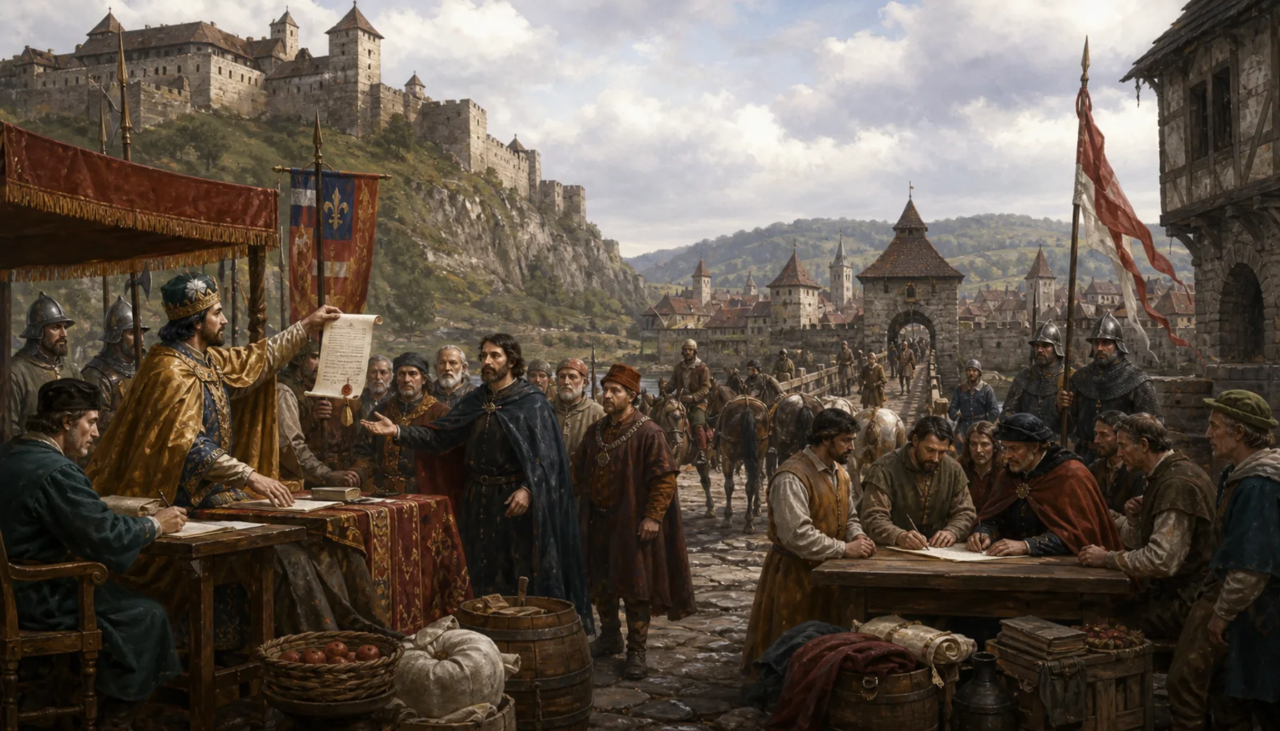 Free of tolls, and a treaty signed in the town