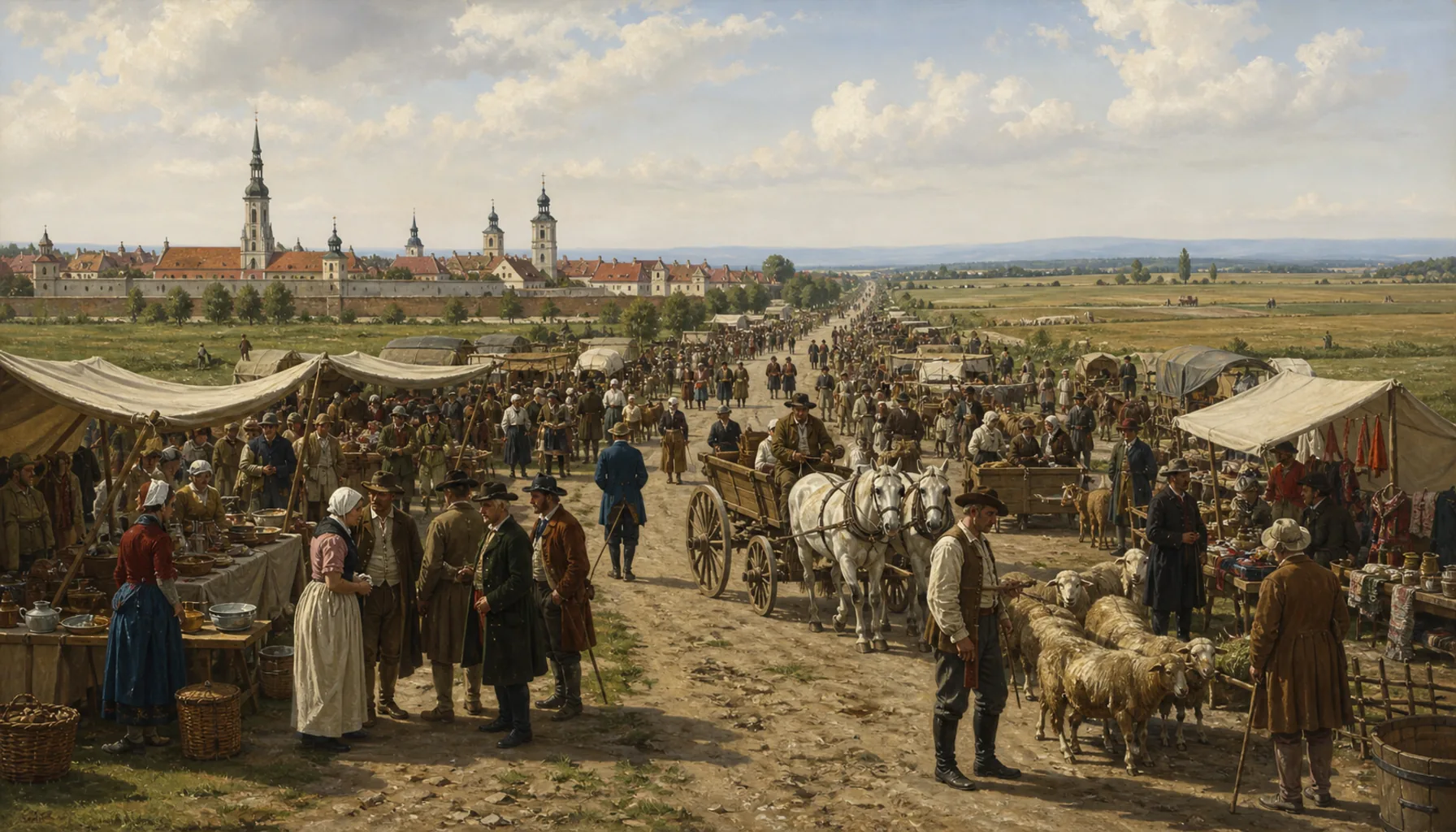 A Saturday market on the road to Bohemia
