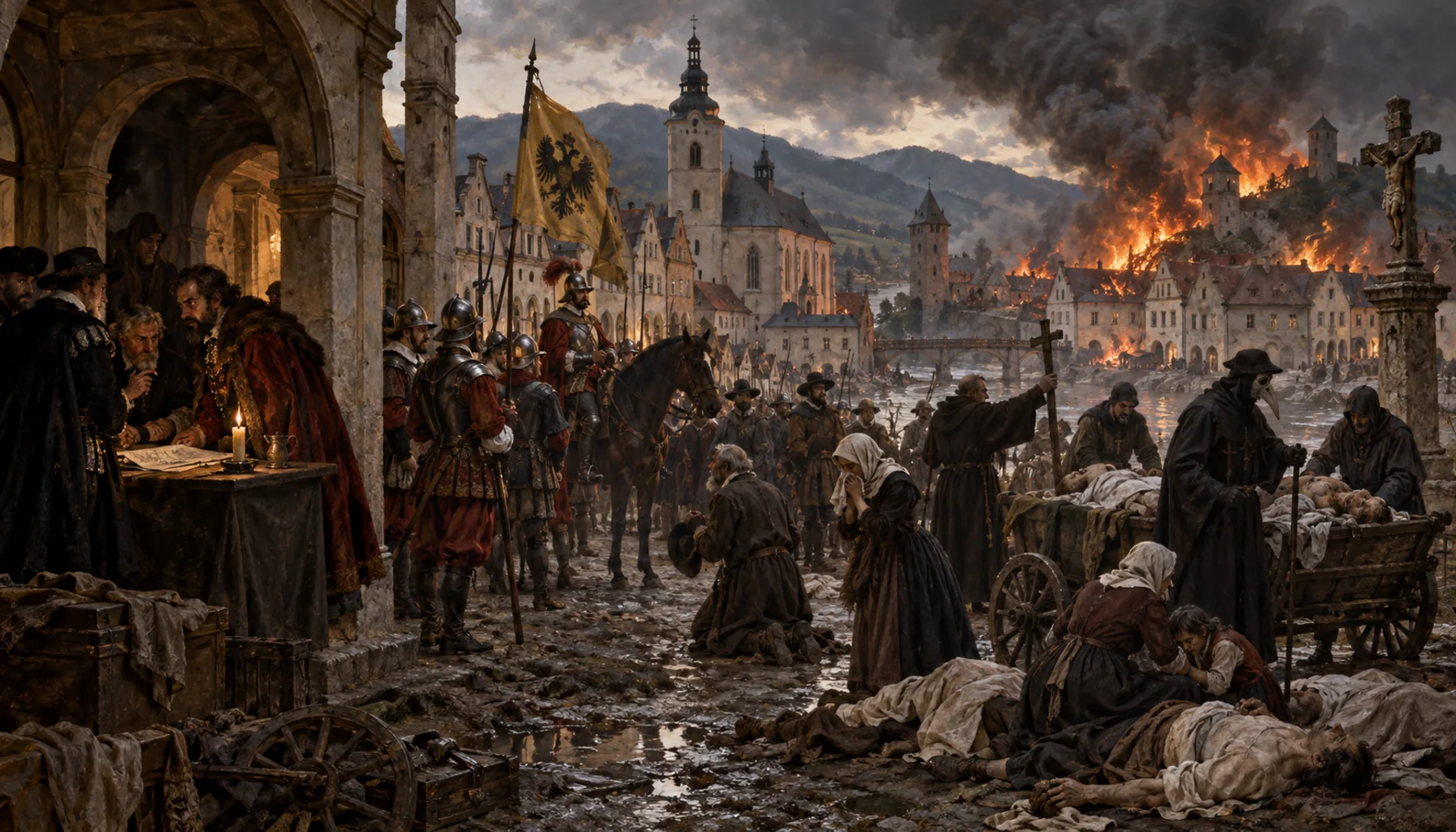 Conspiracy, fire, plague — the boom ends