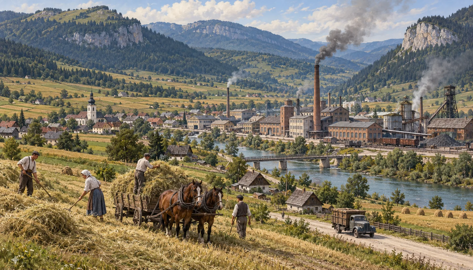 Factories in a farming valley