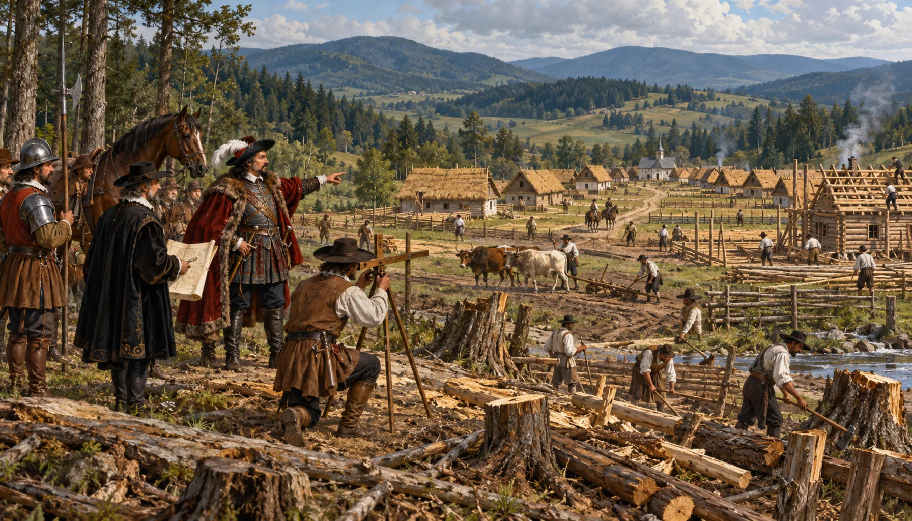 The estate plants a village, 1638