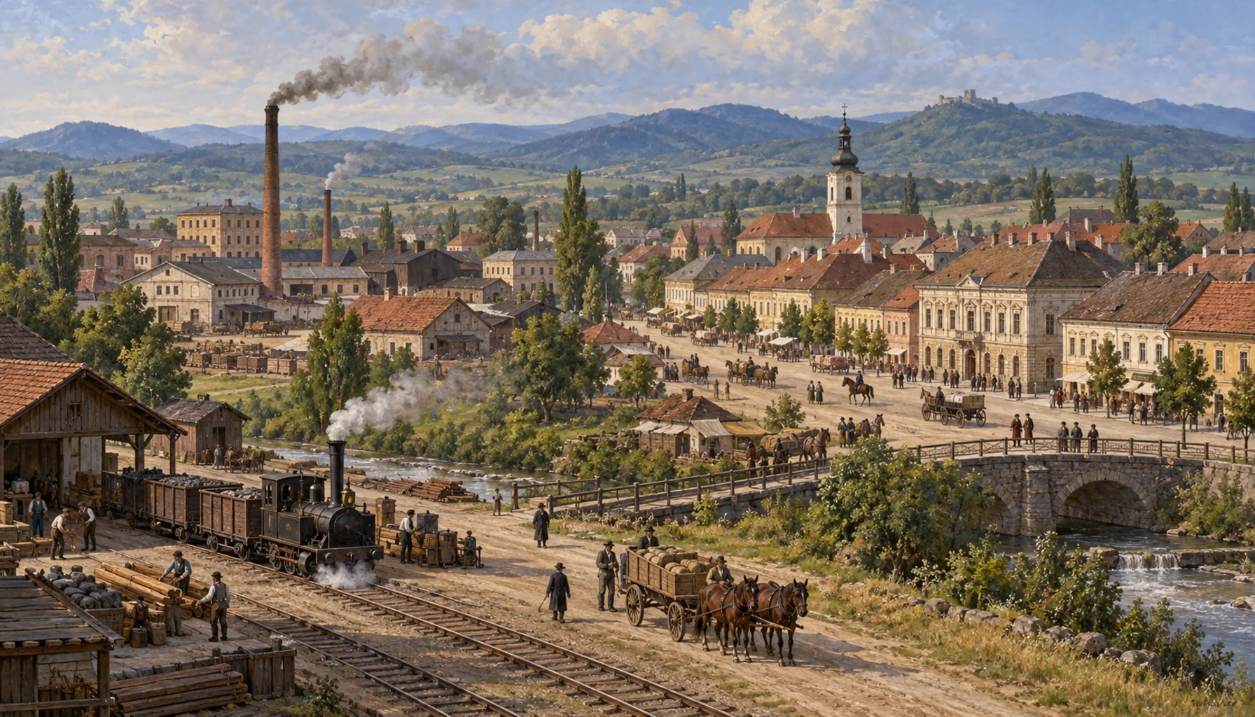The railway, and a town of factories