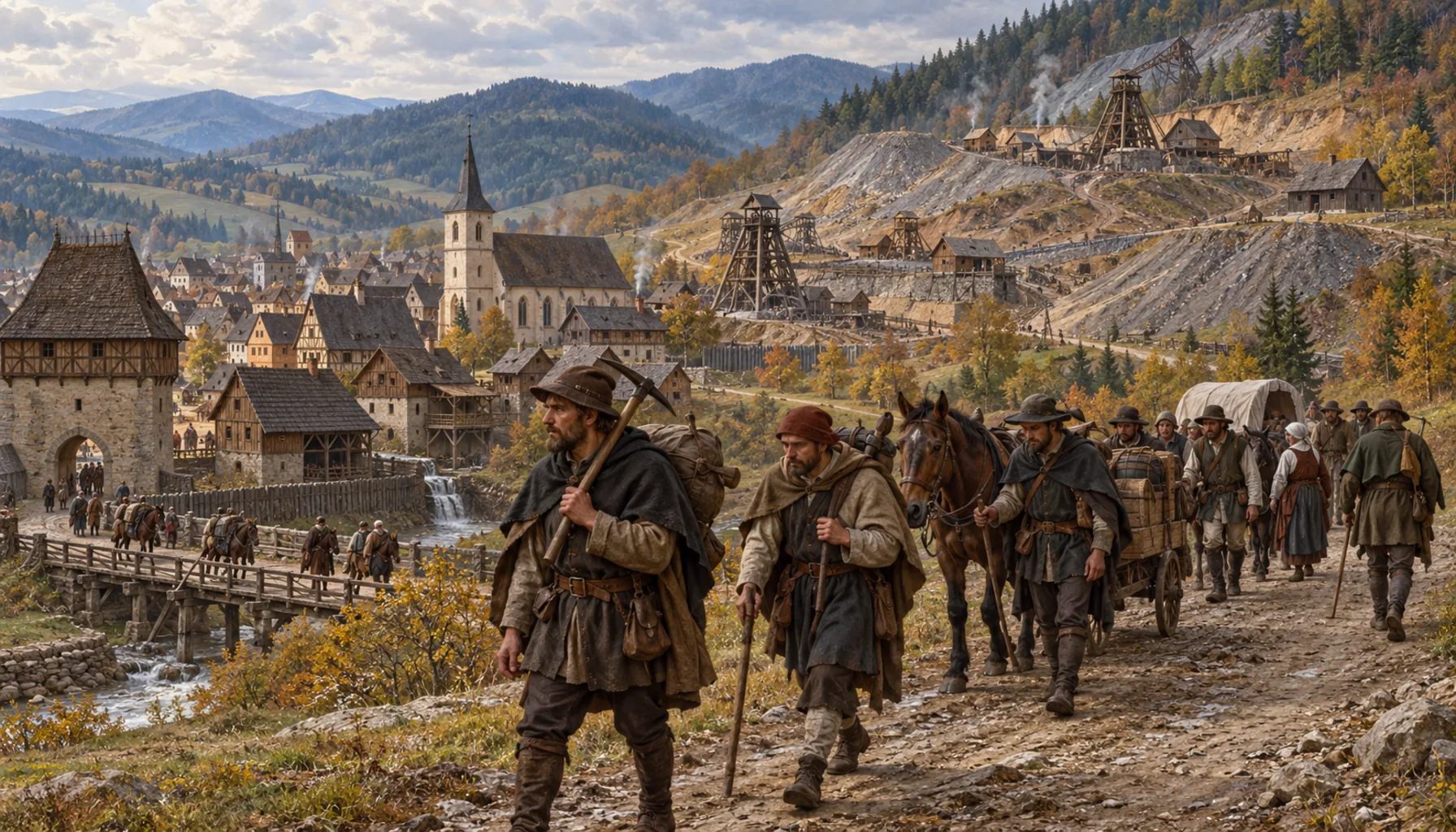 The German miners drift away