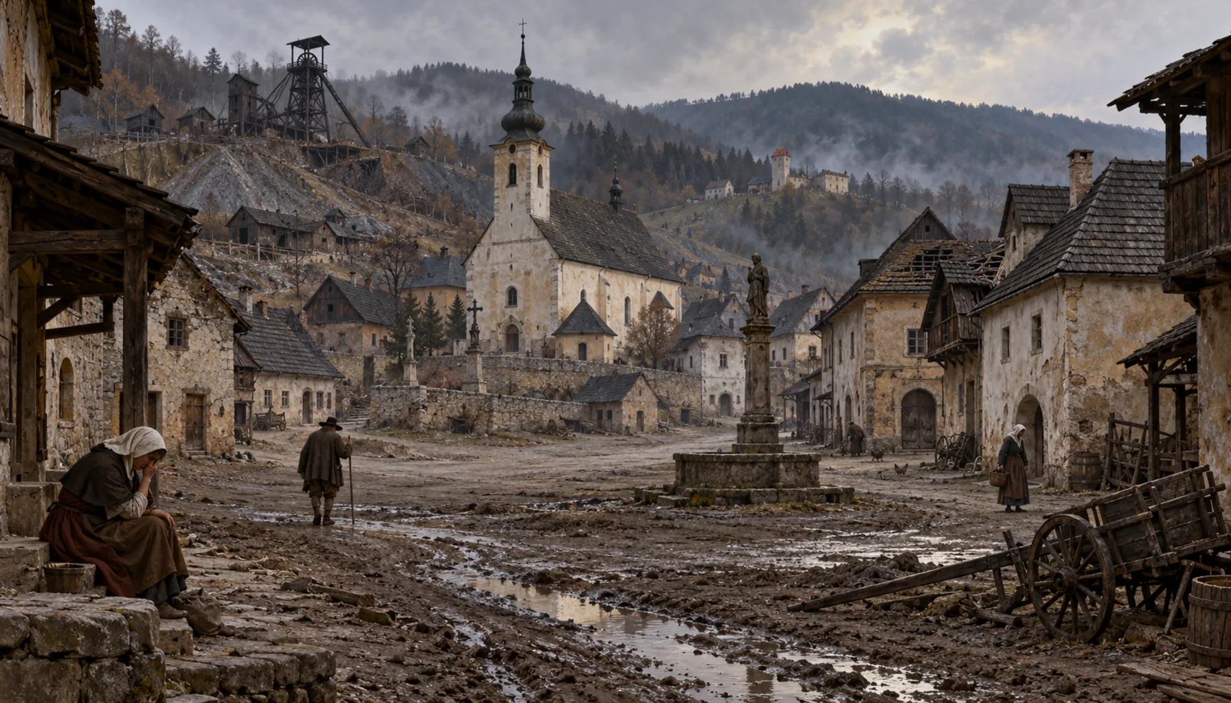 Uprisings and plague nearly empty the town