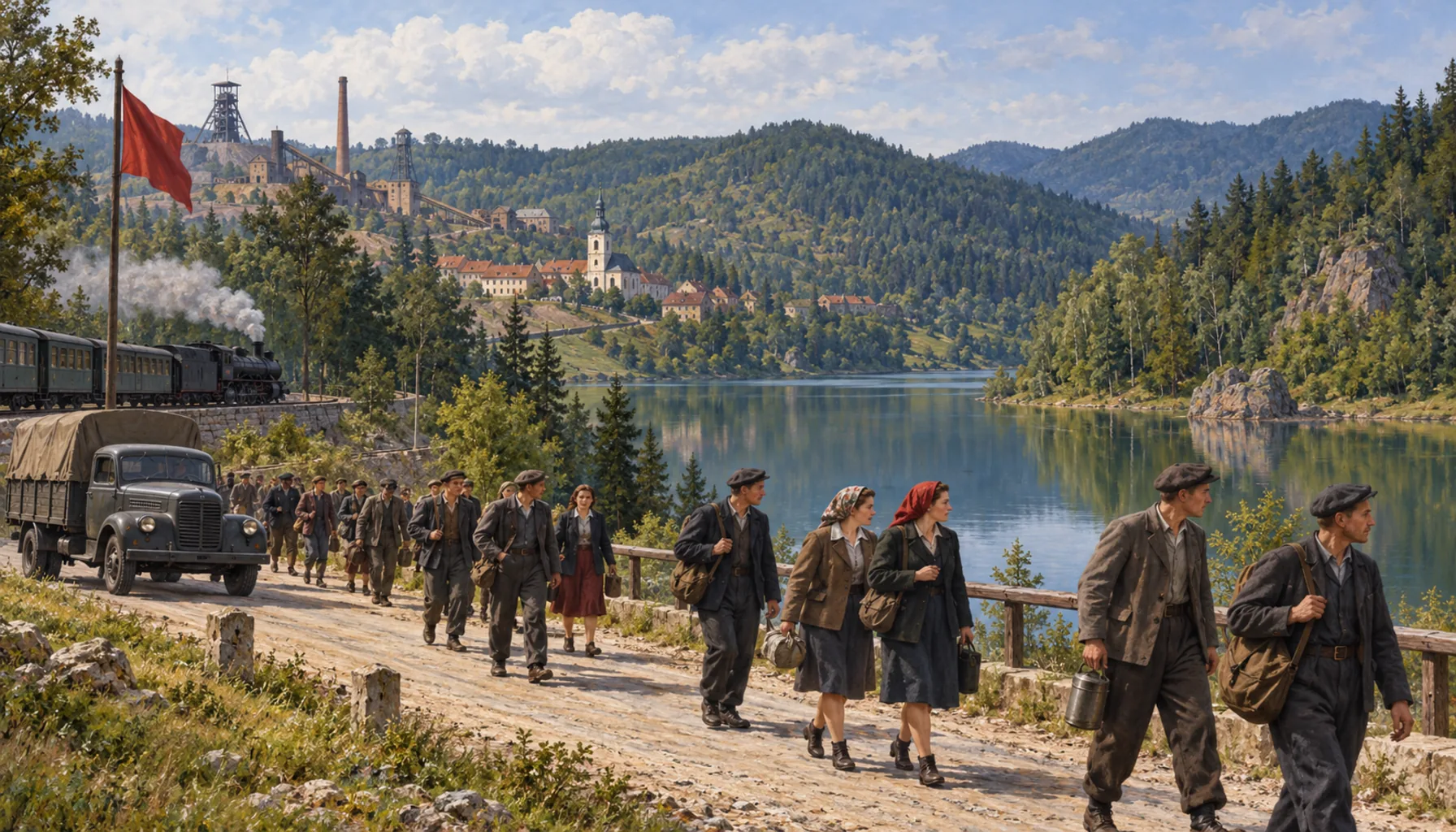 Commuters, and a lake in the woods