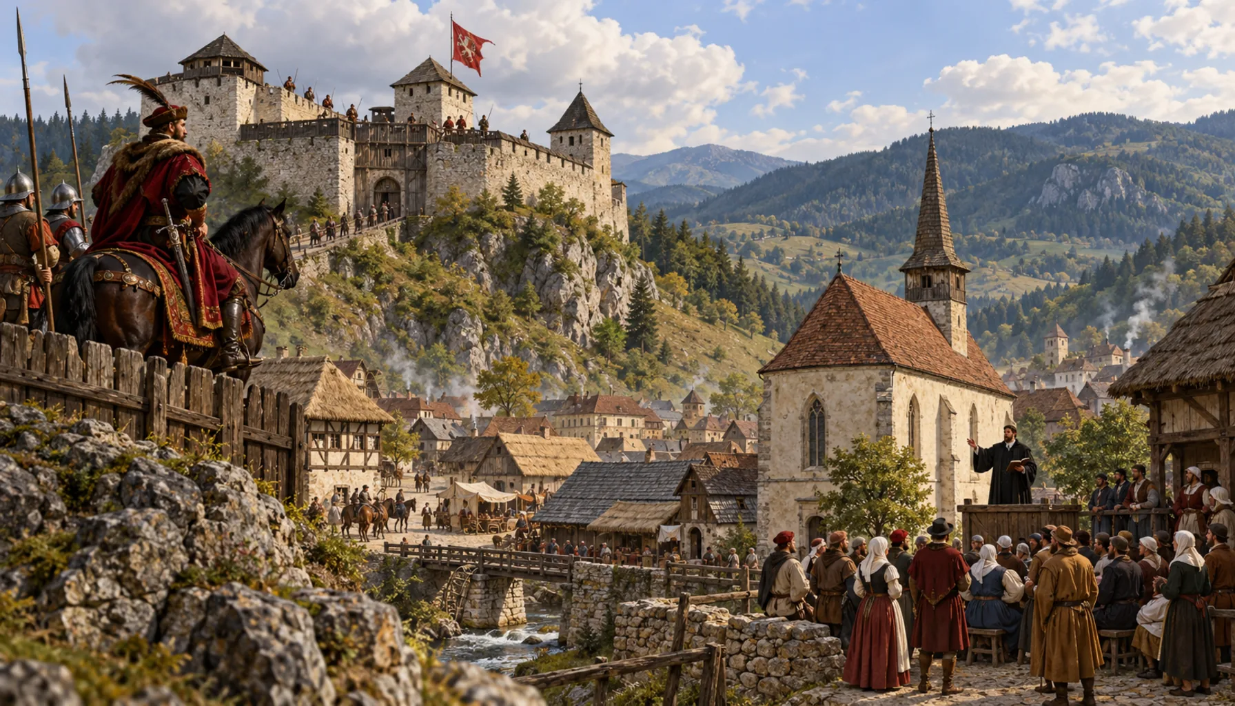 A robber baron above the town, and a new faith in it