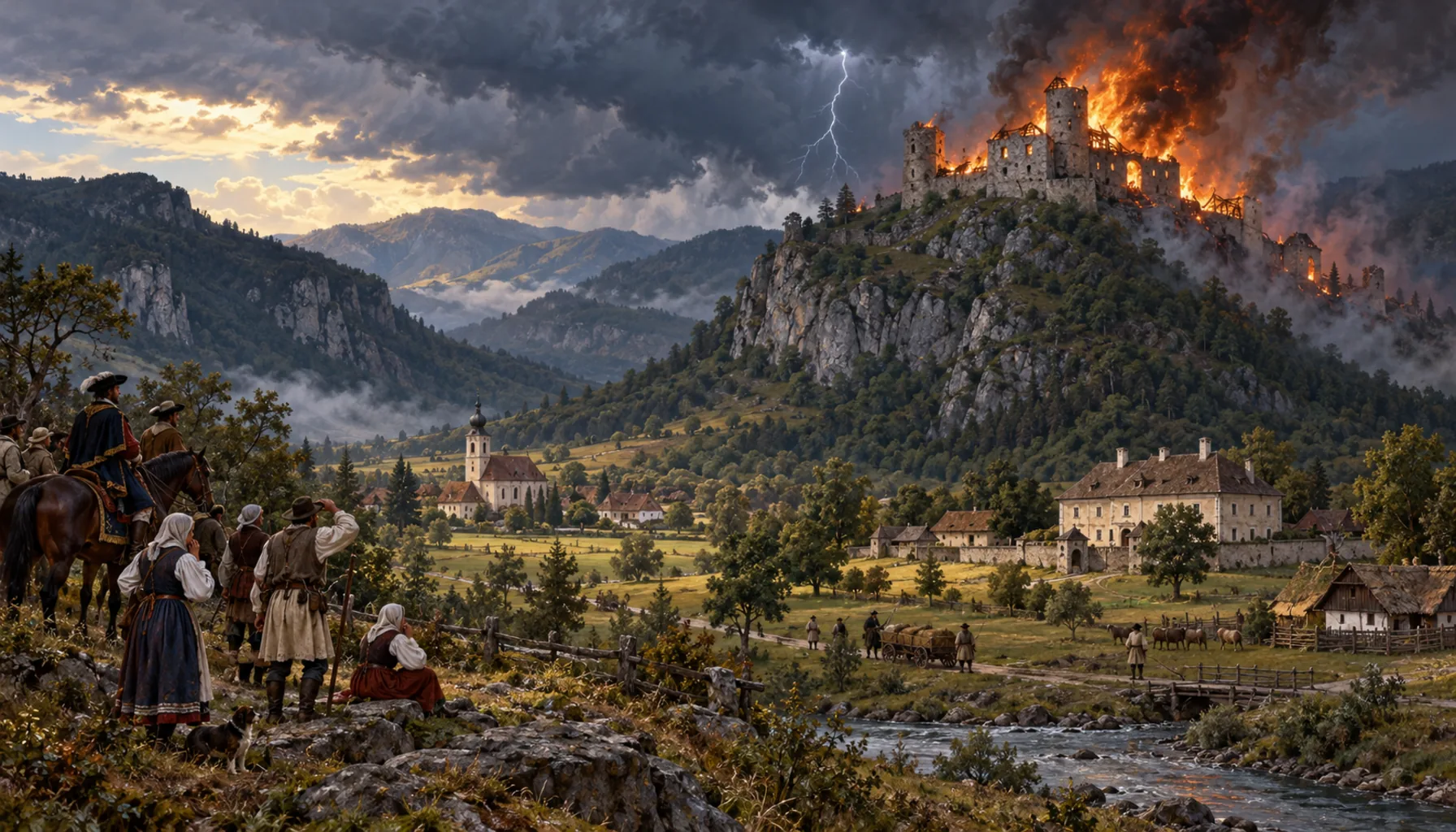 The castle burns, the church is built