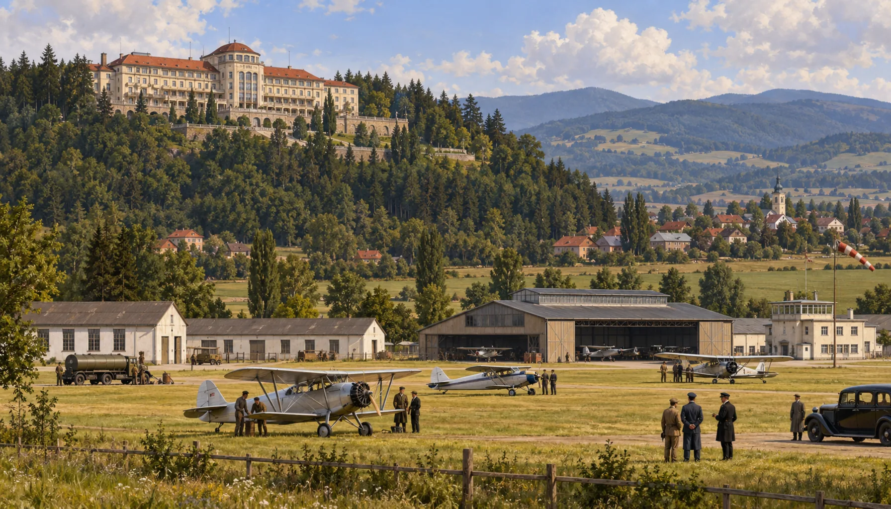 The Palace on the hill, the airfield on the flat