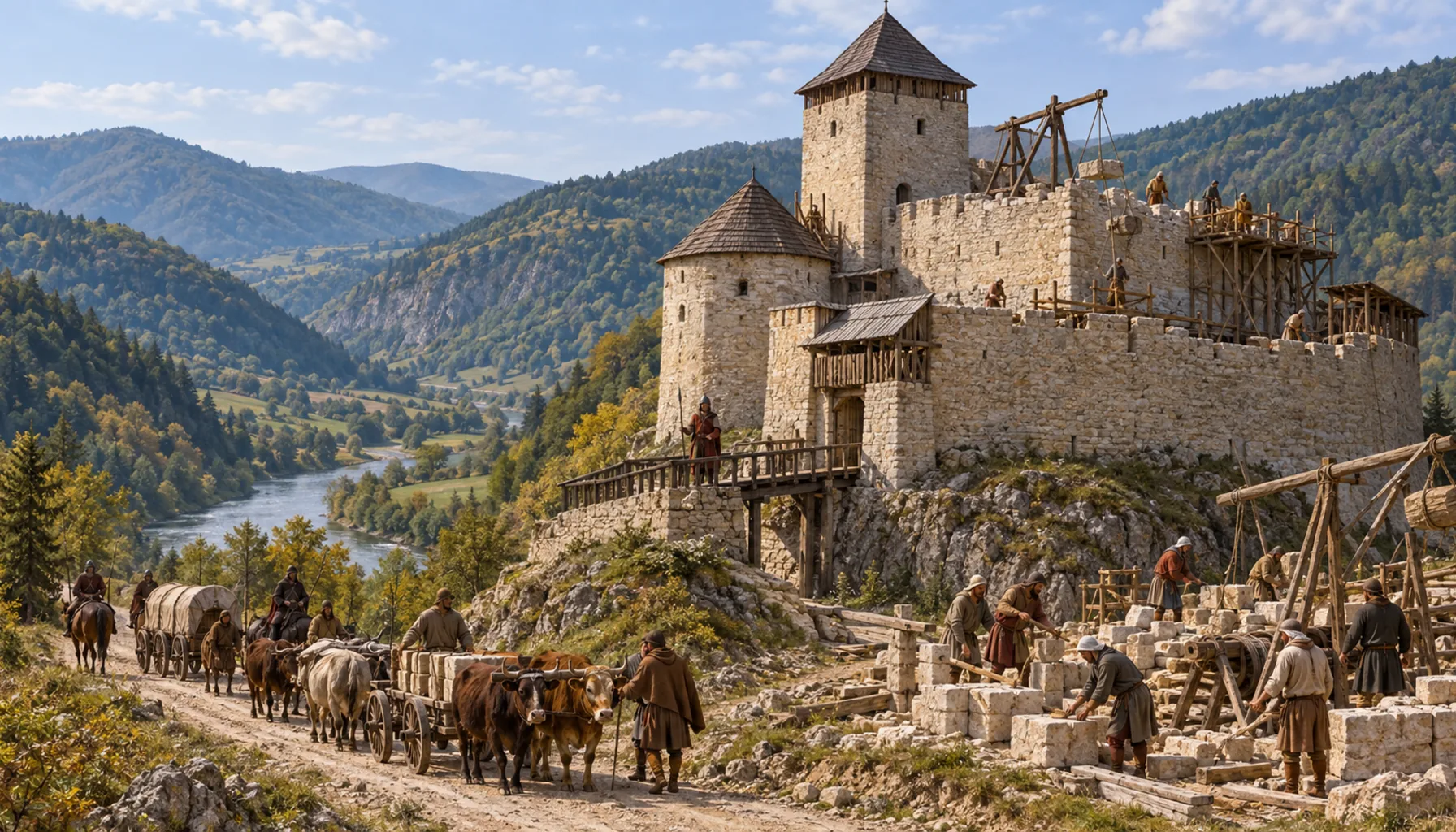 A castle on the road, built after the Mongols