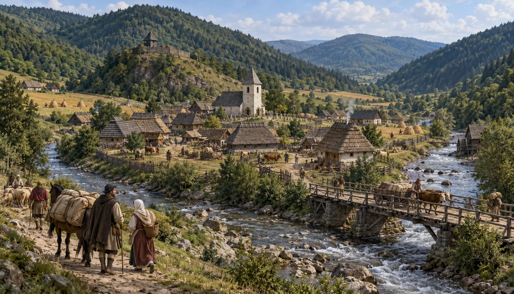 The town in the crook of two valleys