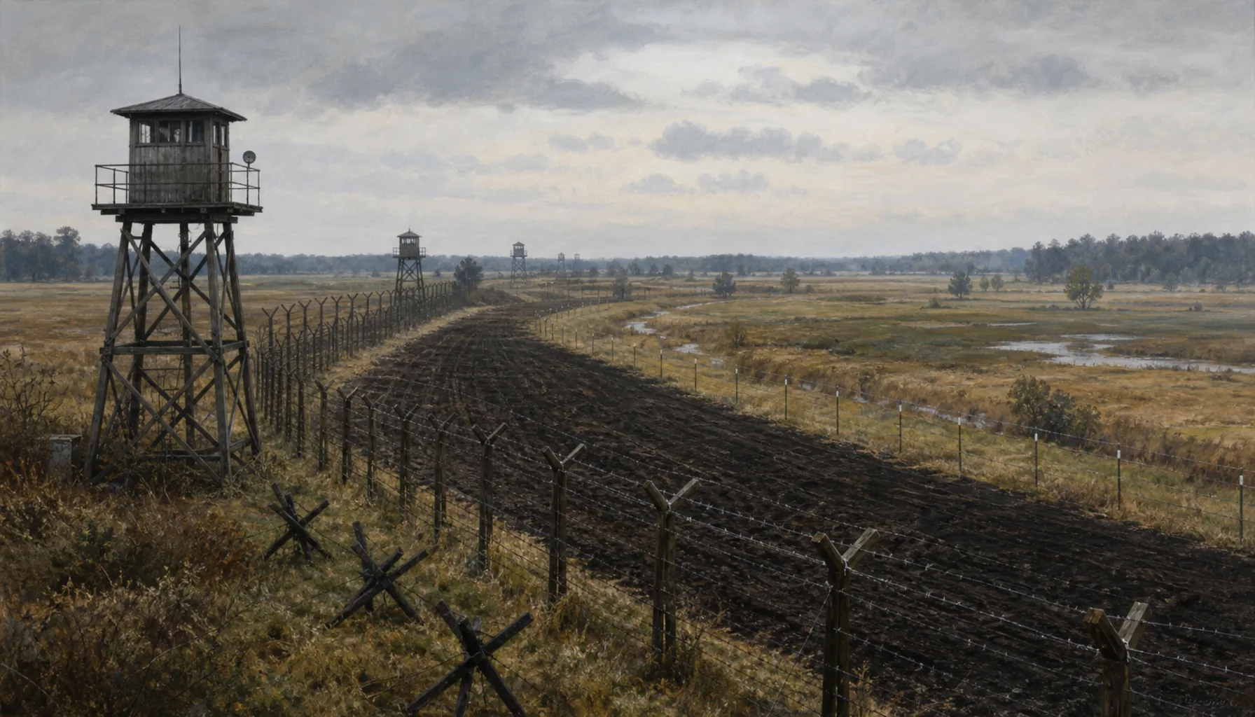 Behind the wire