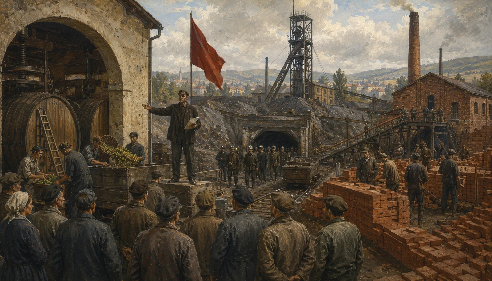 State wine, state bricks, state mine