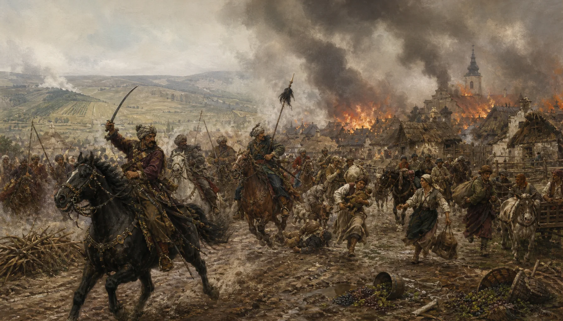 Raided by one army, burned by another