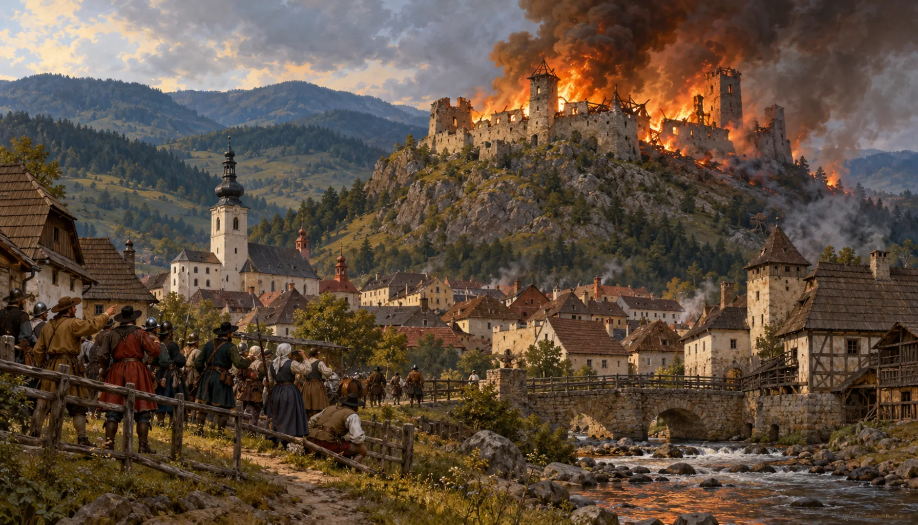 The castle burns