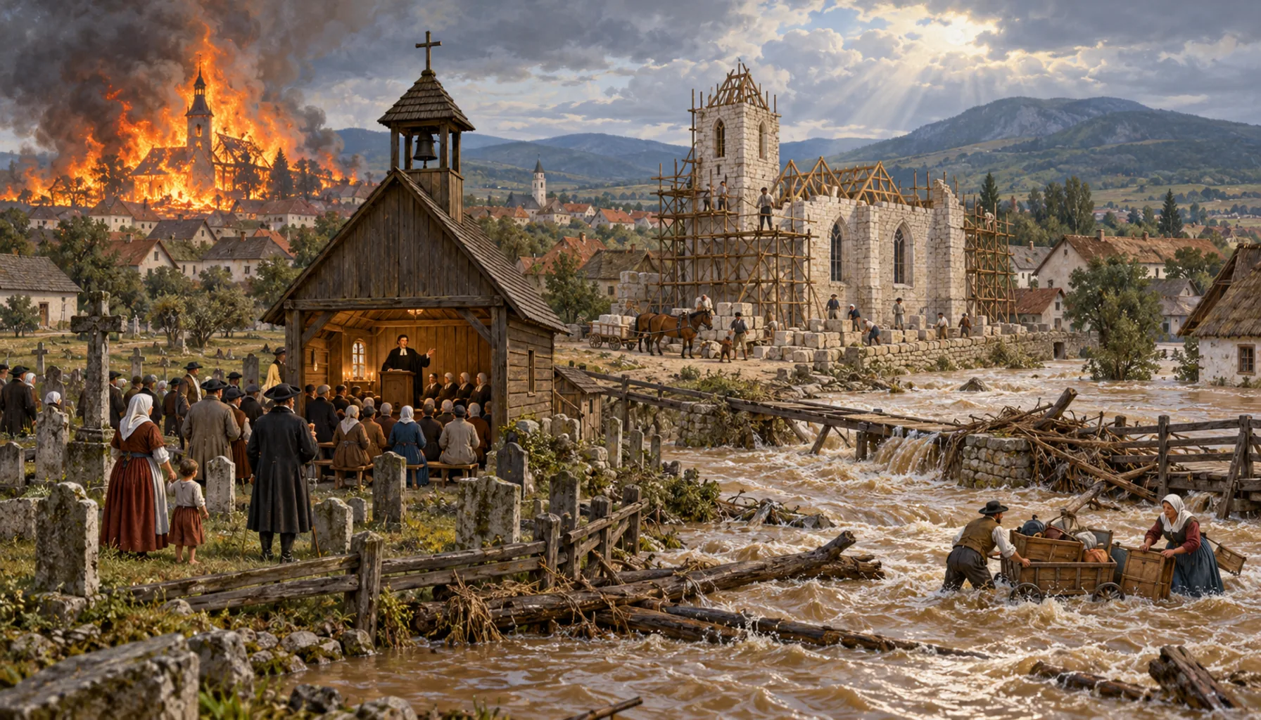 A church, a fire and a flood