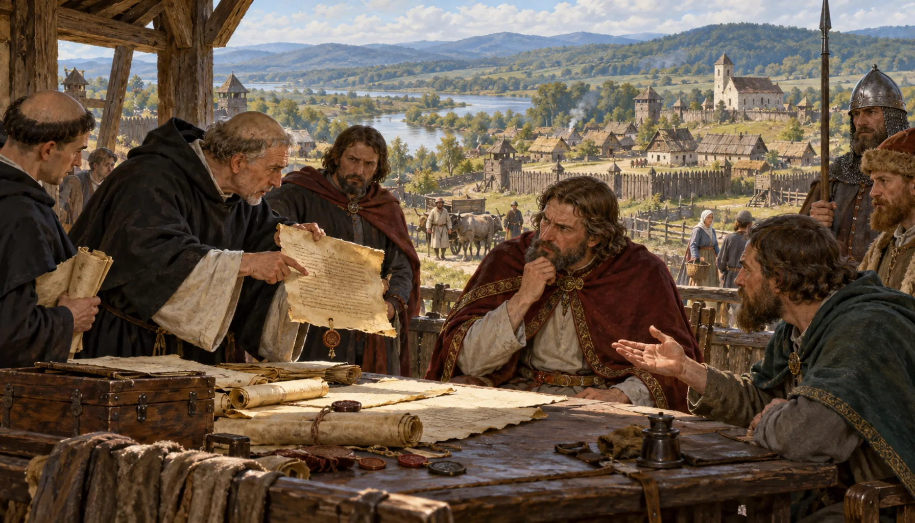 When was the town first written down? Historians disagree