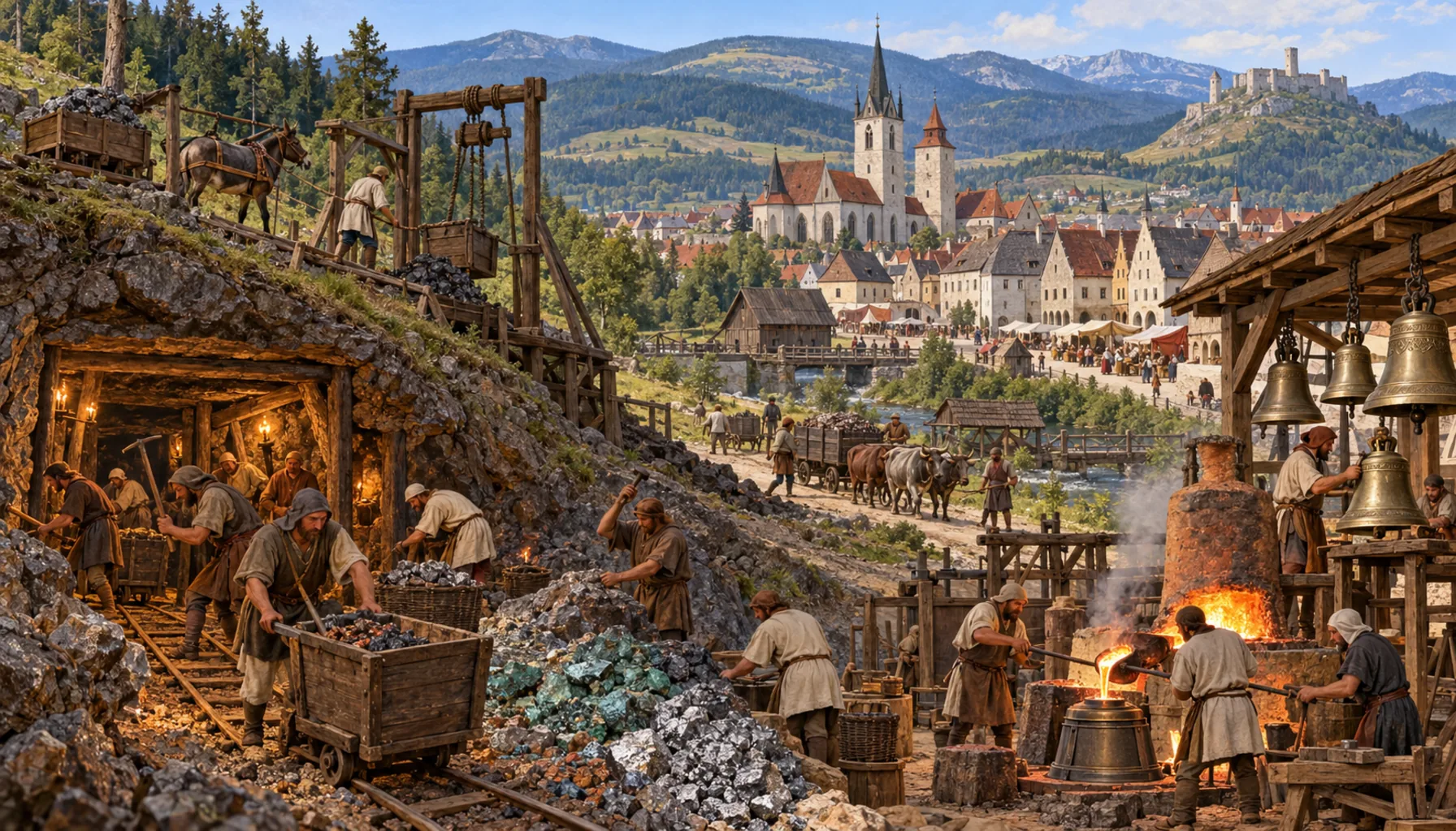 Ore below, bells above