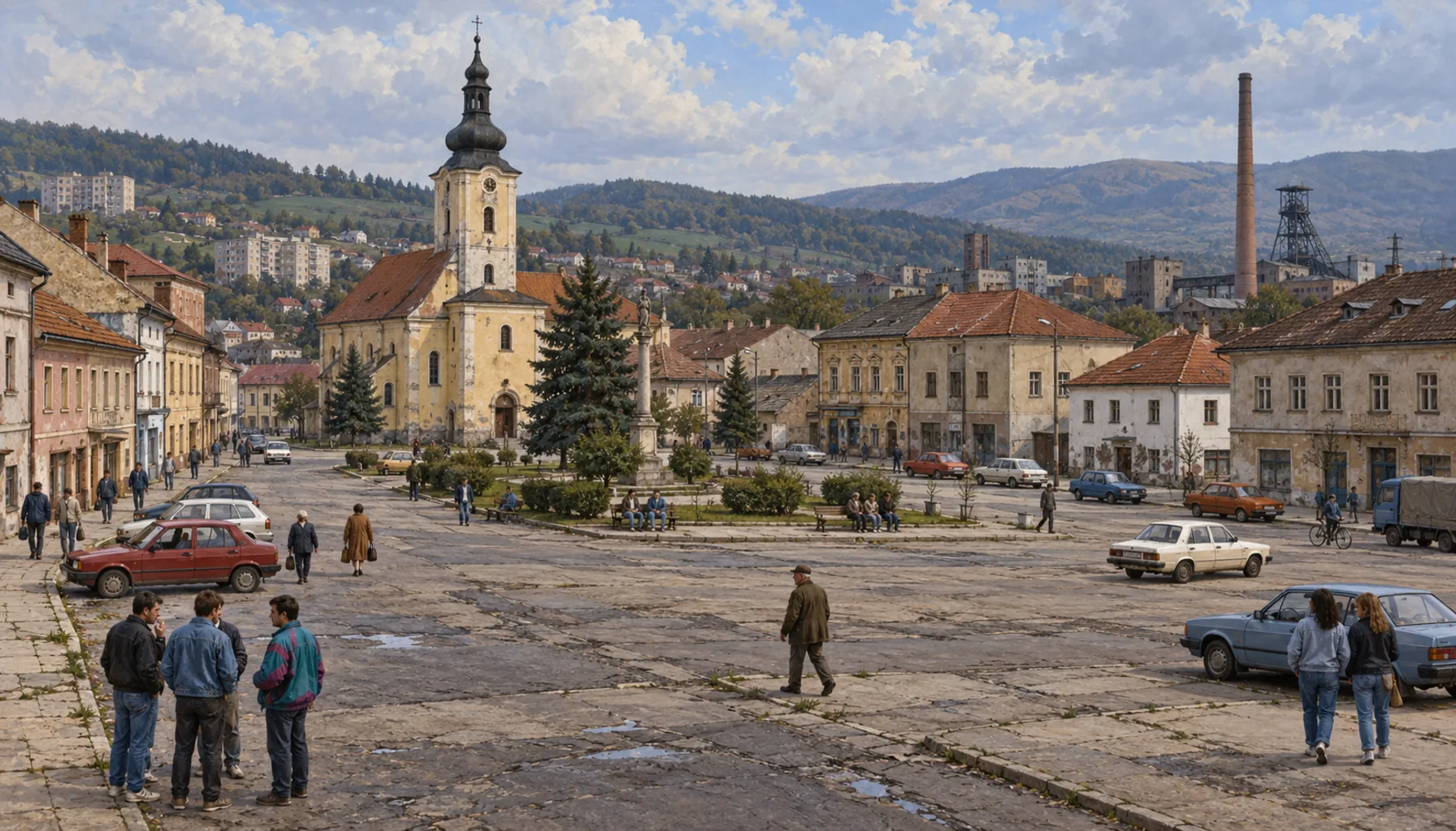 A whole square, and an uneven town