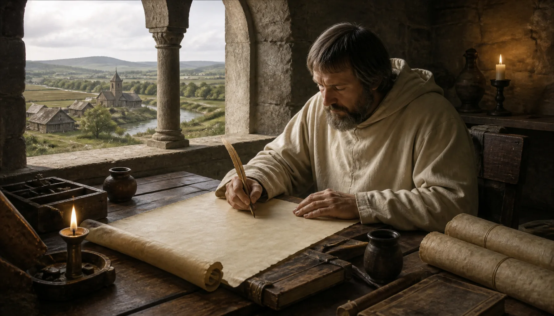 The name reaches parchment